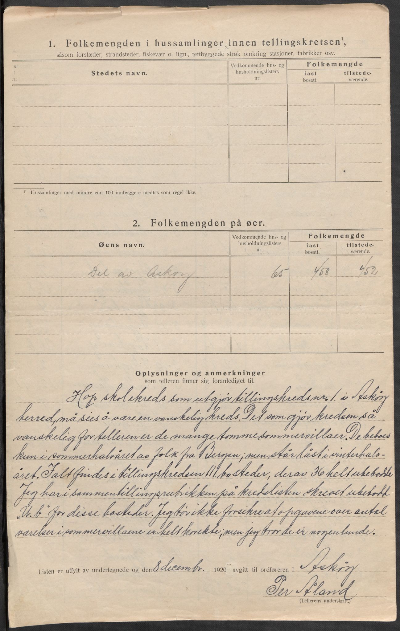 SAB, 1920 census for Askøy, 1920, p. 10