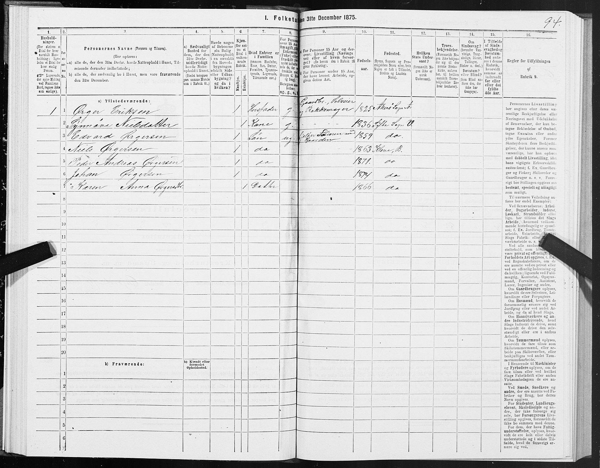 SAT, 1875 census for 1544P Bolsøy, 1875, p. 3094