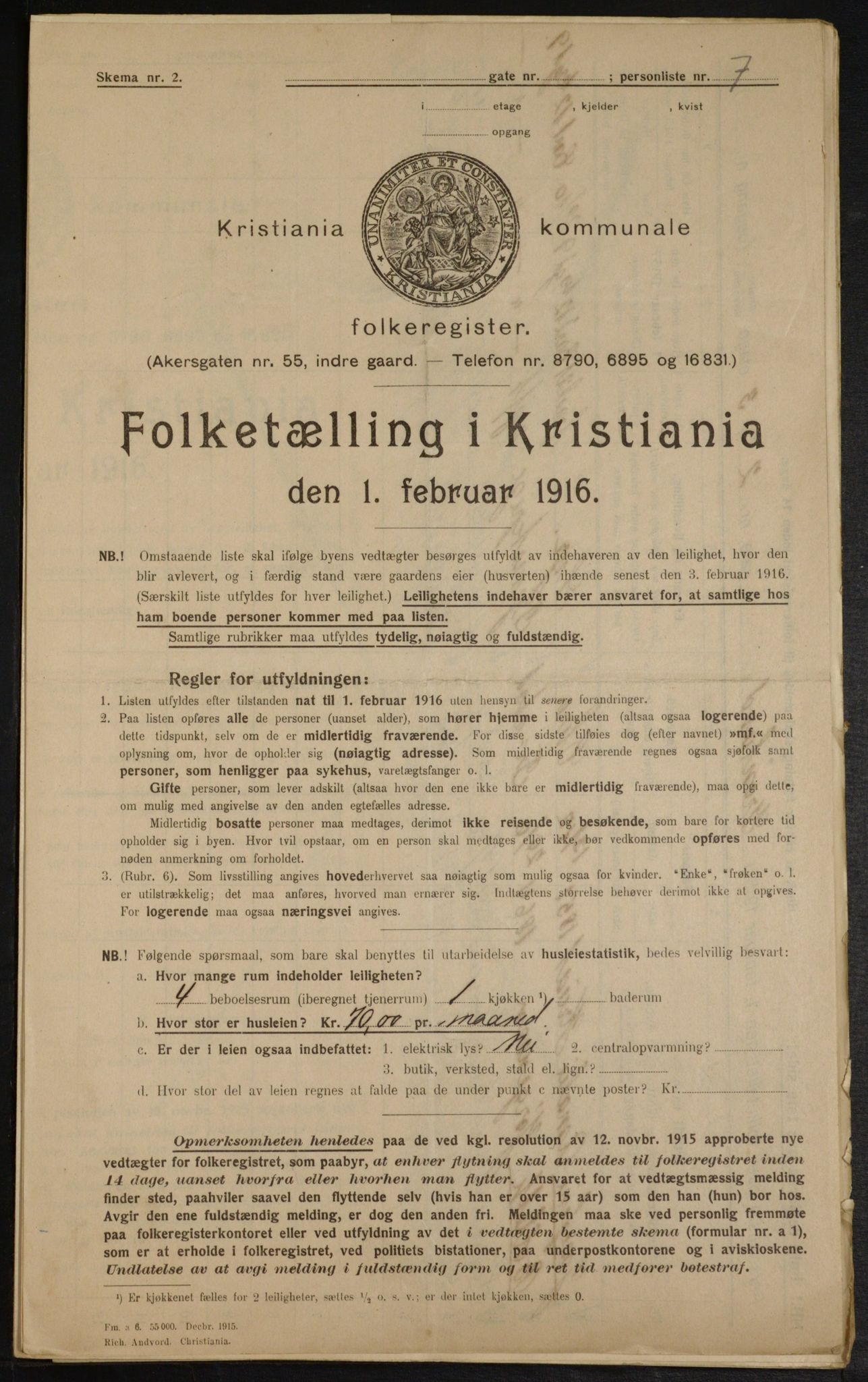 OBA, Municipal Census 1916 for Kristiania, 1916, p. 31684