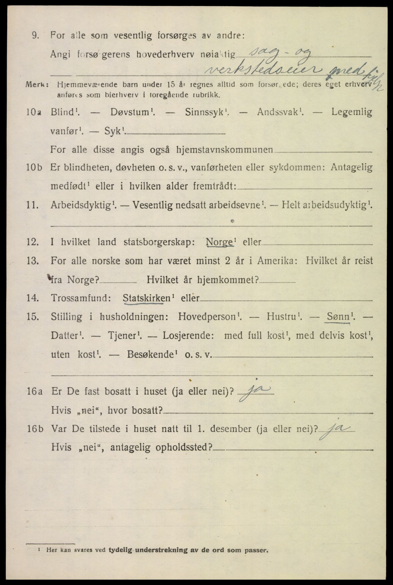 SAK, 1920 census for Sør-Audnedal, 1920, p. 5918