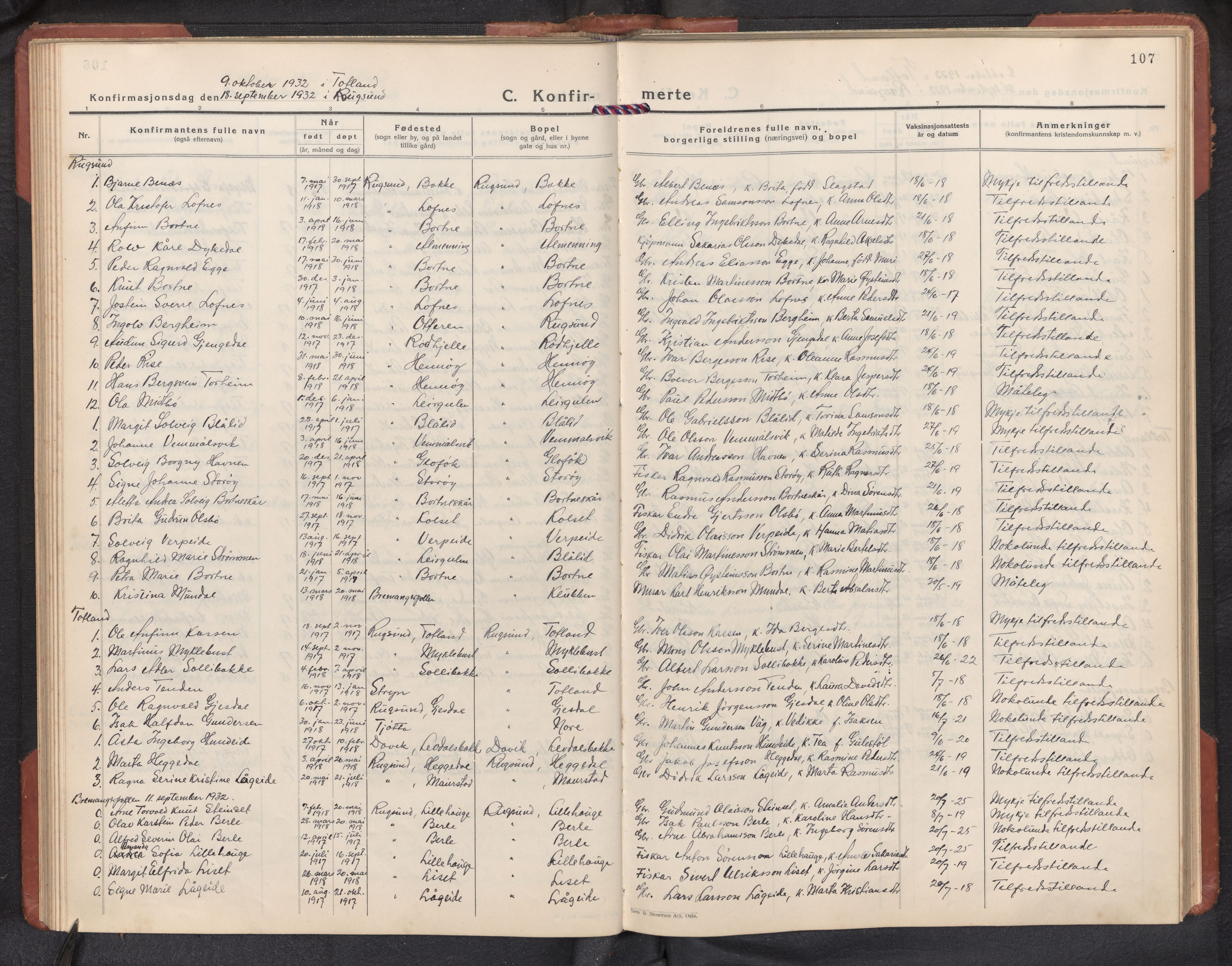 Davik sokneprestembete, AV/SAB-A-79701/H/Hab/Habc/L0004: Parish register (copy) no. C 4, 1930-1952, p. 106b-107a