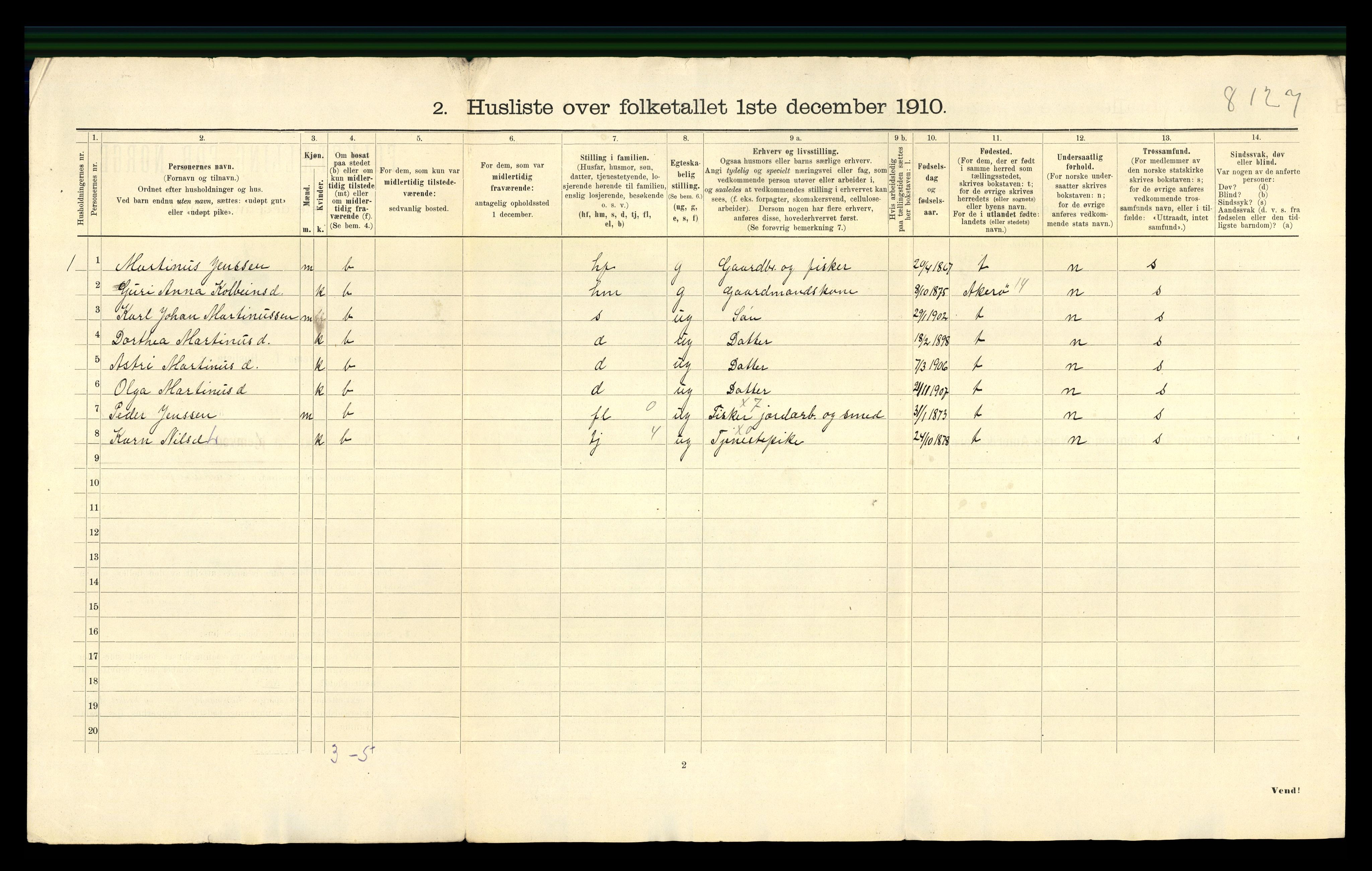 RA, 1910 census for Haram, 1910, p. 30