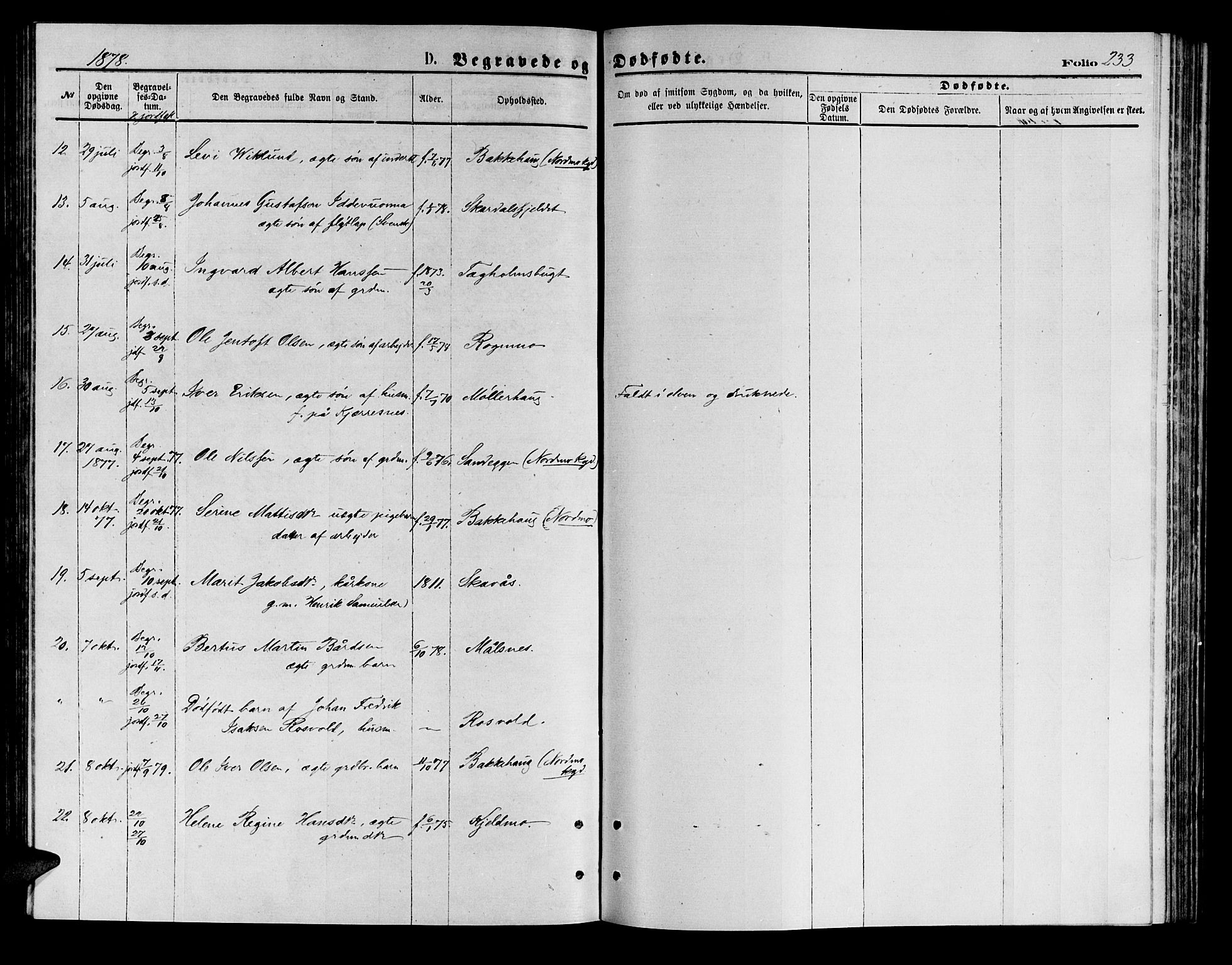 Målselv sokneprestembete, SATØ/S-1311/G/Ga/Gab/L0003klokker: Parish register (copy) no. 3, 1874-1885, p. 233