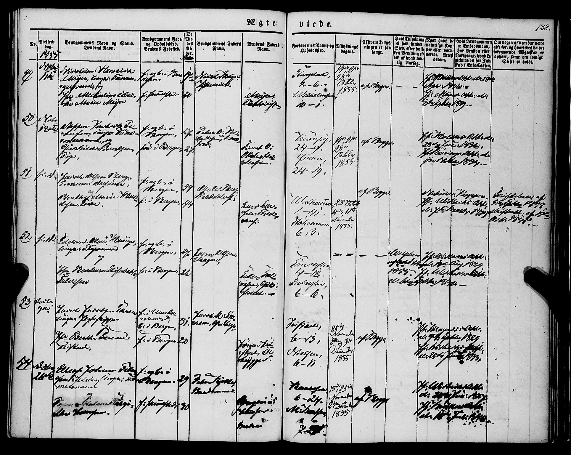 Nykirken Sokneprestembete, AV/SAB-A-77101/H/Haa/L0031: Parish register (official) no. D 1, 1834-1861, p. 138