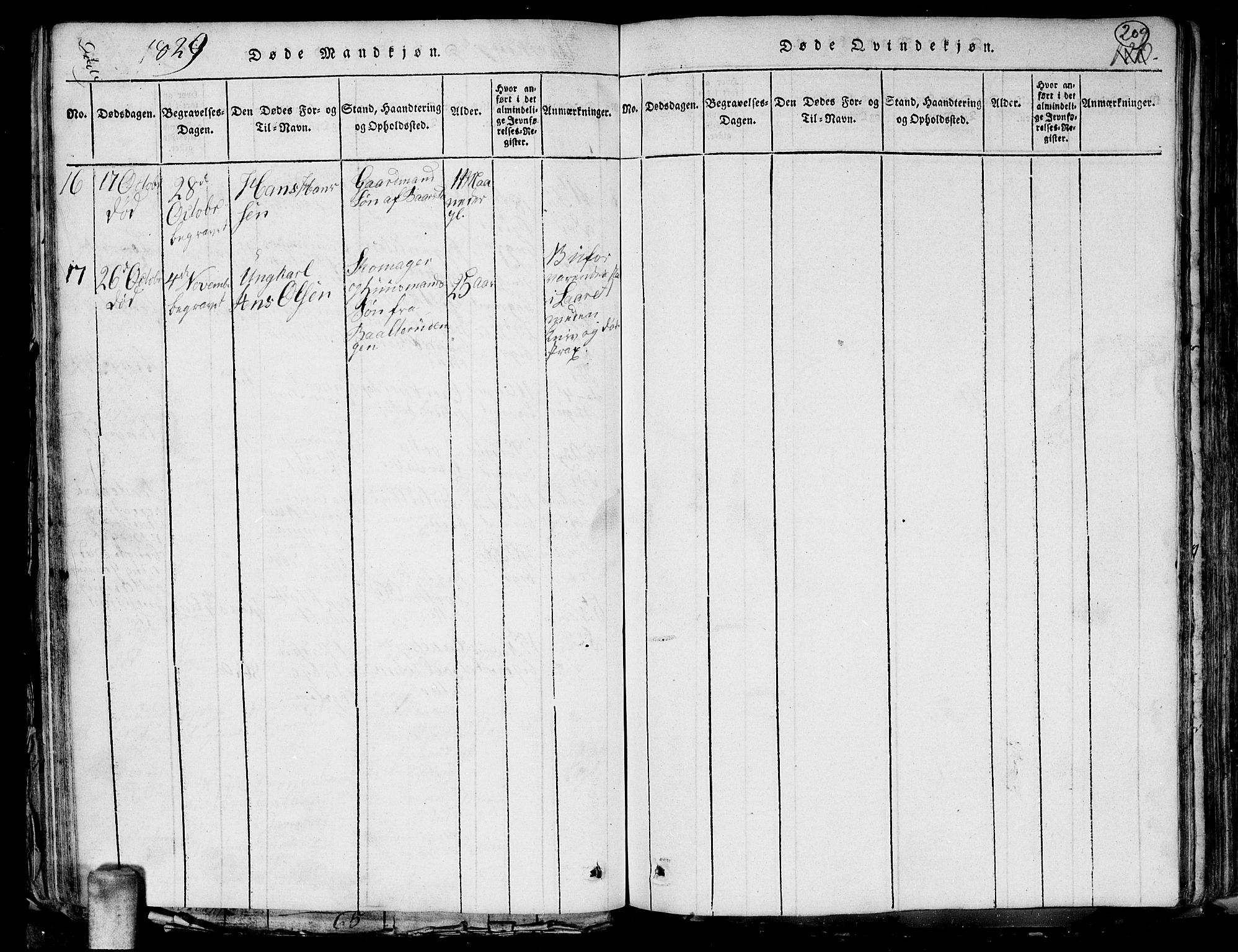 Aurskog prestekontor Kirkebøker, AV/SAO-A-10304a/G/Ga/L0001: Parish register (copy) no. I 1, 1814-1829, p. 209