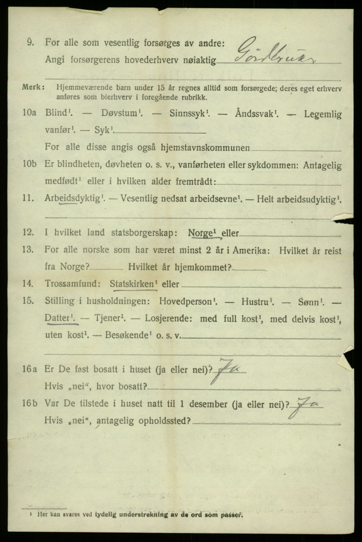 SAB, 1920 census for Røldal, 1920, p. 1660