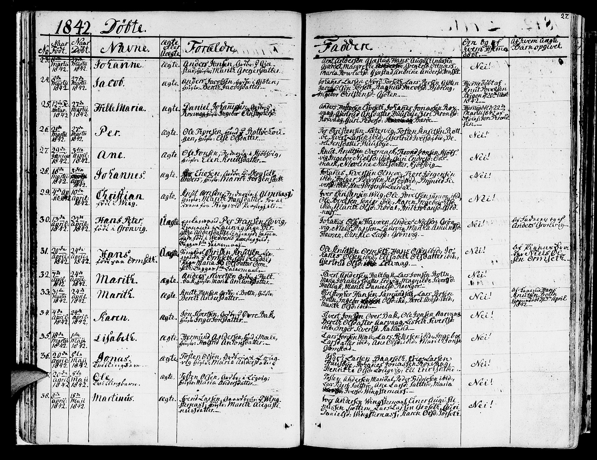 Ministerialprotokoller, klokkerbøker og fødselsregistre - Møre og Romsdal, AV/SAT-A-1454/578/L0904: Parish register (official) no. 578A03, 1836-1858, p. 27