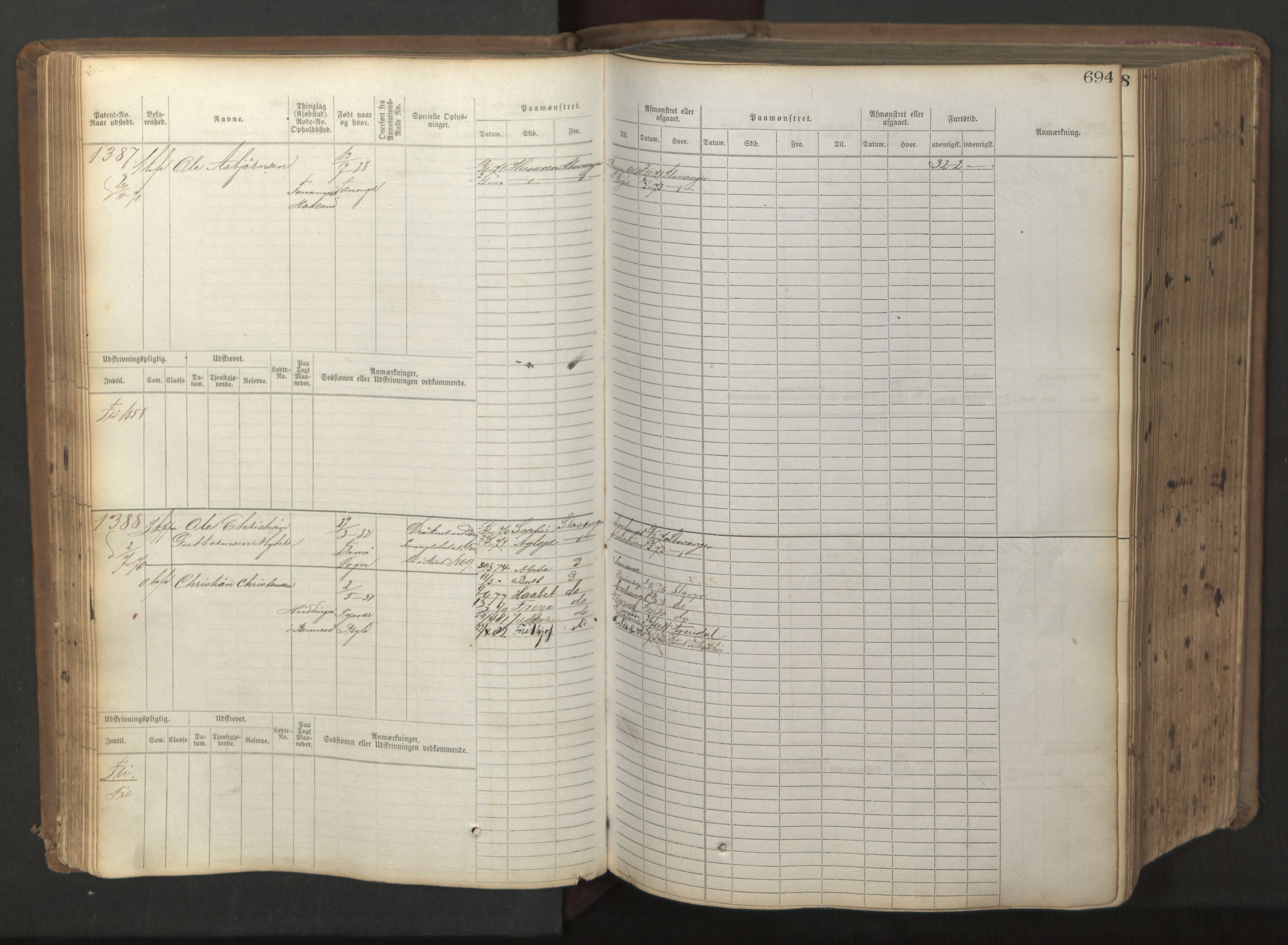 Stavanger sjømannskontor, AV/SAST-A-102006/F/Fb/Fbb/L0017: Sjøfartshovedrulle patnentnr. 1203-2402 (dublett), 1869, p. 97