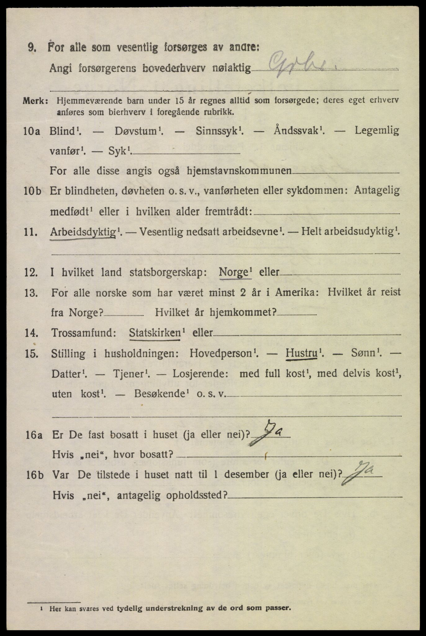 SAK, 1920 census for Lyngdal, 1920, p. 4634