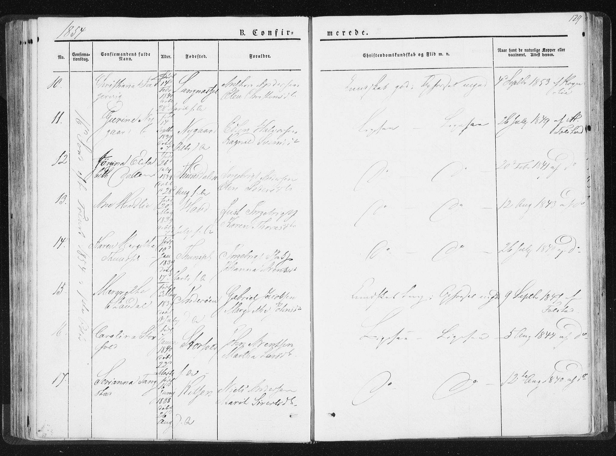 Ministerialprotokoller, klokkerbøker og fødselsregistre - Nord-Trøndelag, AV/SAT-A-1458/744/L0418: Parish register (official) no. 744A02, 1843-1866, p. 129