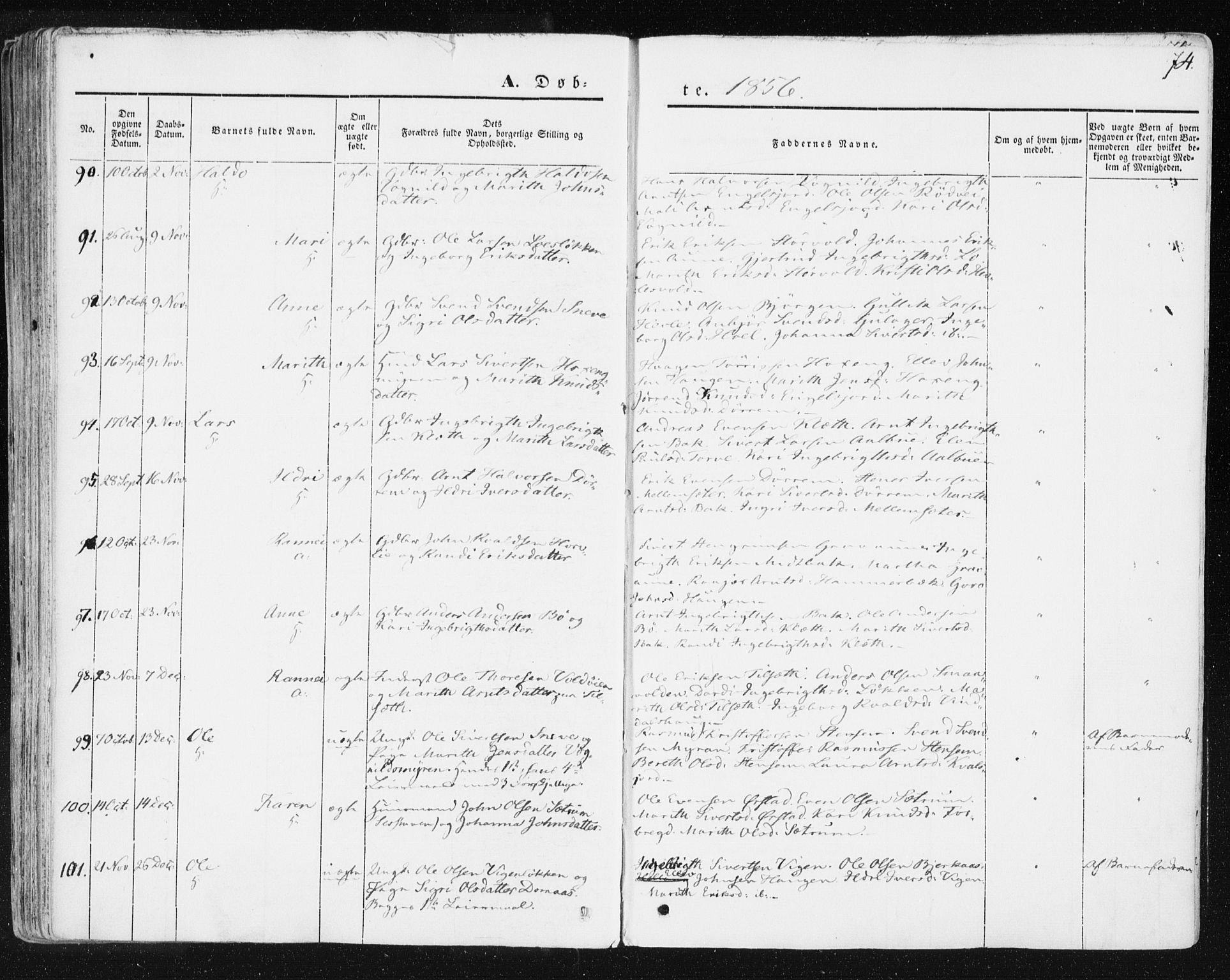 Ministerialprotokoller, klokkerbøker og fødselsregistre - Sør-Trøndelag, SAT/A-1456/678/L0899: Parish register (official) no. 678A08, 1848-1872, p. 74