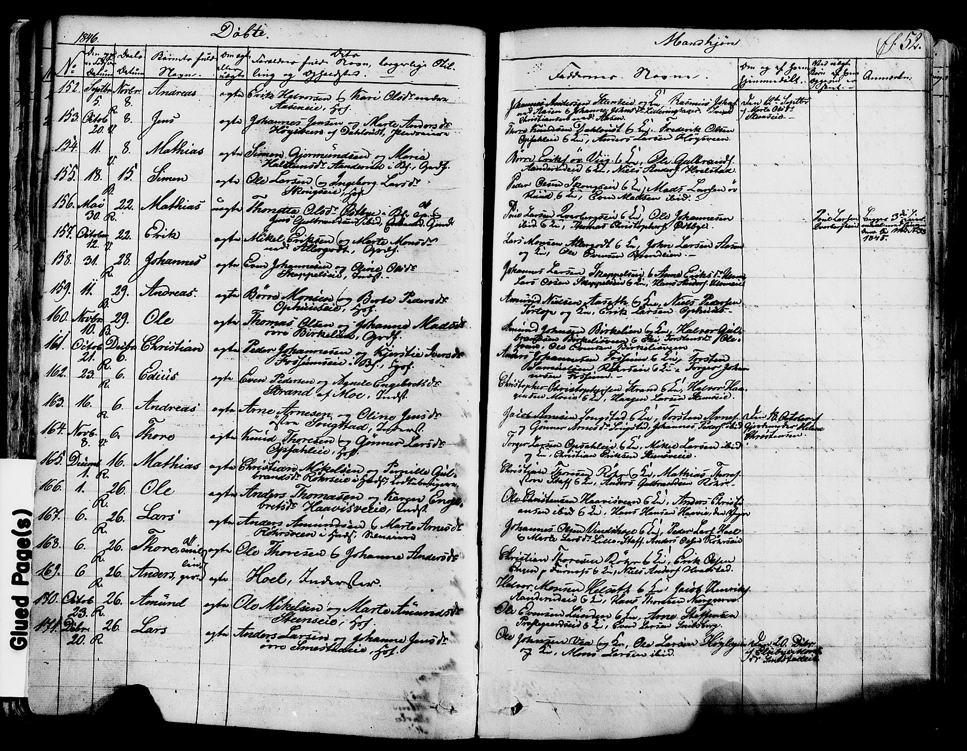 Ringsaker prestekontor, SAH/PREST-014/K/Ka/L0008: Parish register (official) no. 8, 1837-1850, p. 52