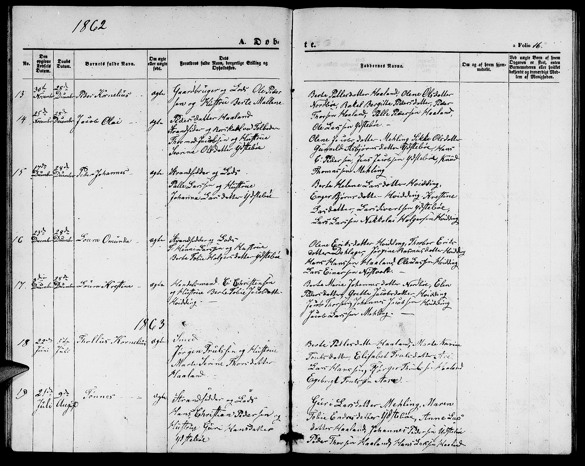 Rennesøy sokneprestkontor, SAST/A -101827/H/Ha/Hab/L0003: Parish register (copy) no. B 3, 1855-1888, p. 16