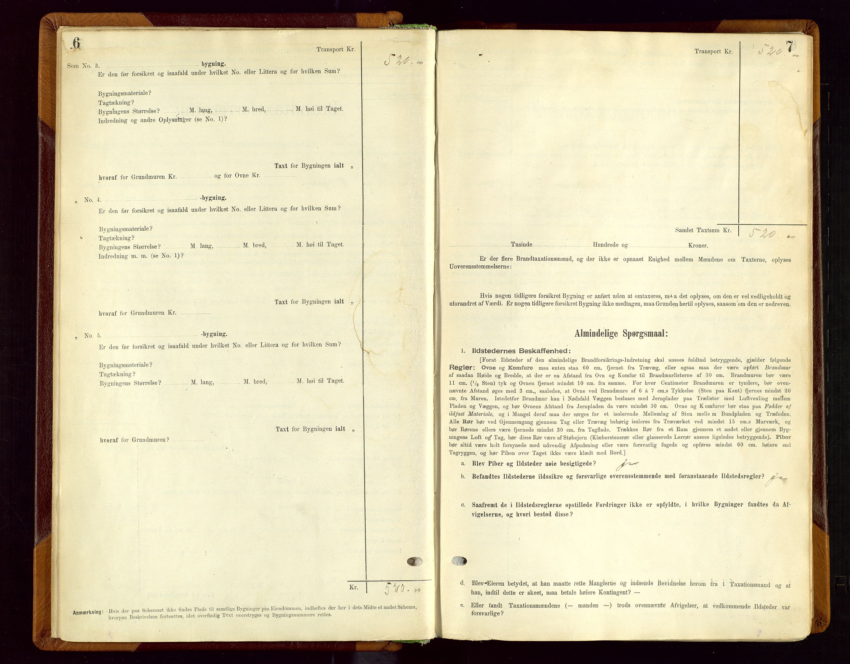 Sauda lensmannskontor, AV/SAST-A-100177/Gob/L0001: Branntakstprotokoll - skjematakst, 1894-1914, p. 6-7