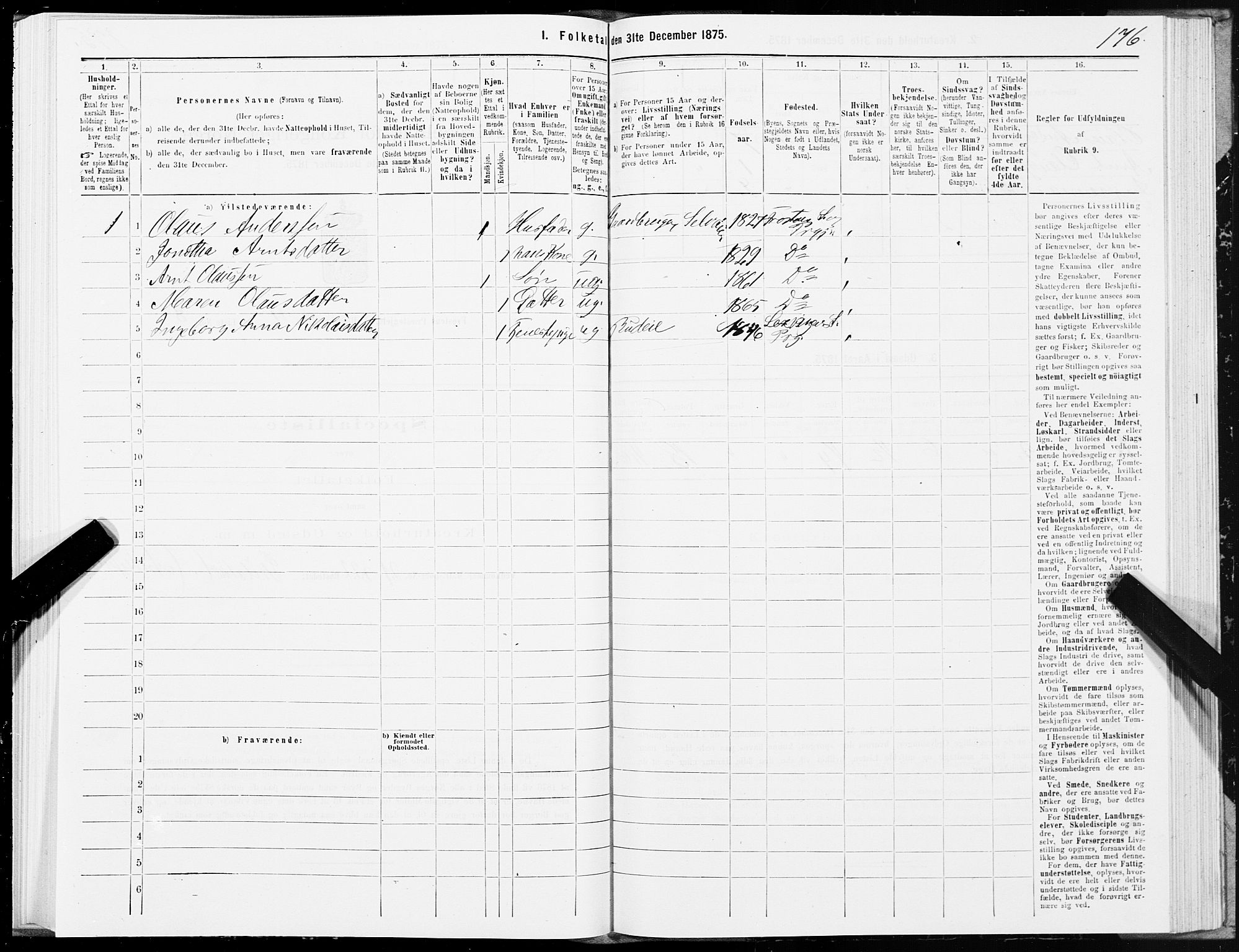 SAT, 1875 census for 1717P Frosta, 1875, p. 4176