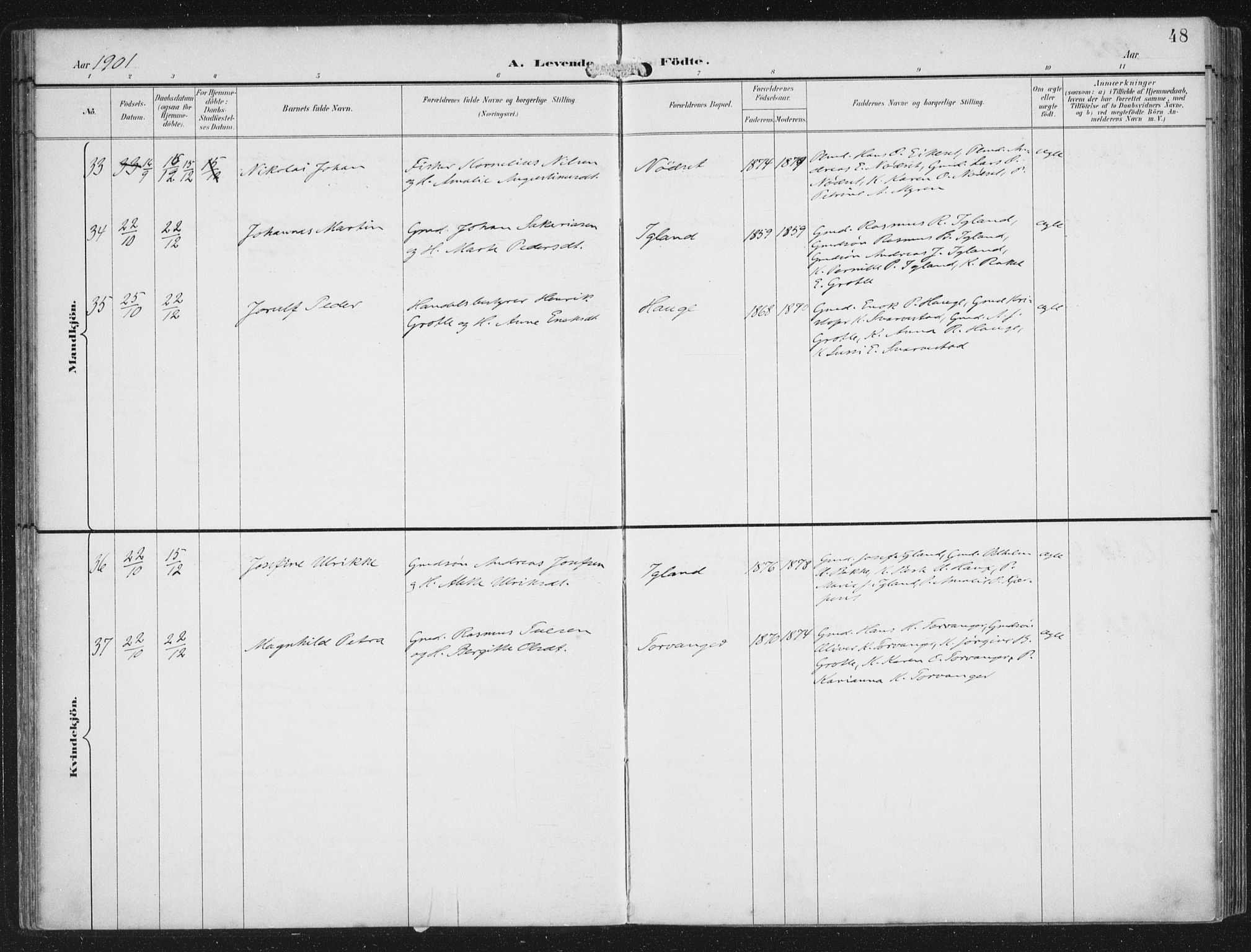 Bremanger sokneprestembete, AV/SAB-A-82201/H/Haa/Haab/L0002: Parish register (official) no. B  2, 1896-1908, p. 48