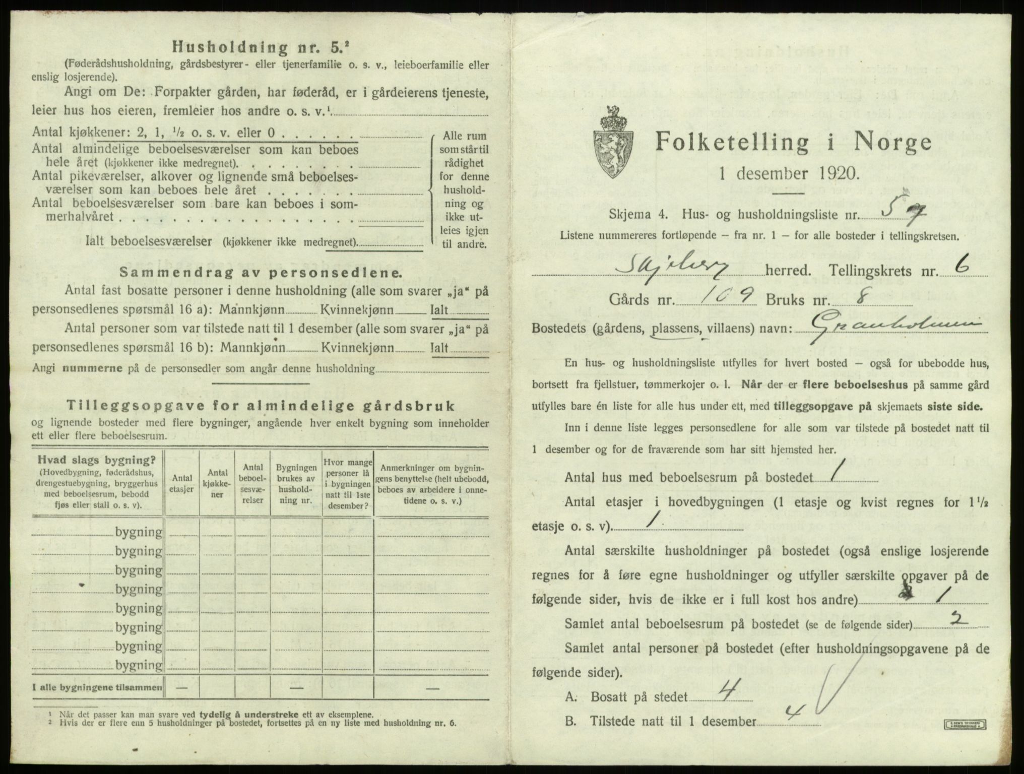 SAO, 1920 census for Skjeberg, 1920, p. 890