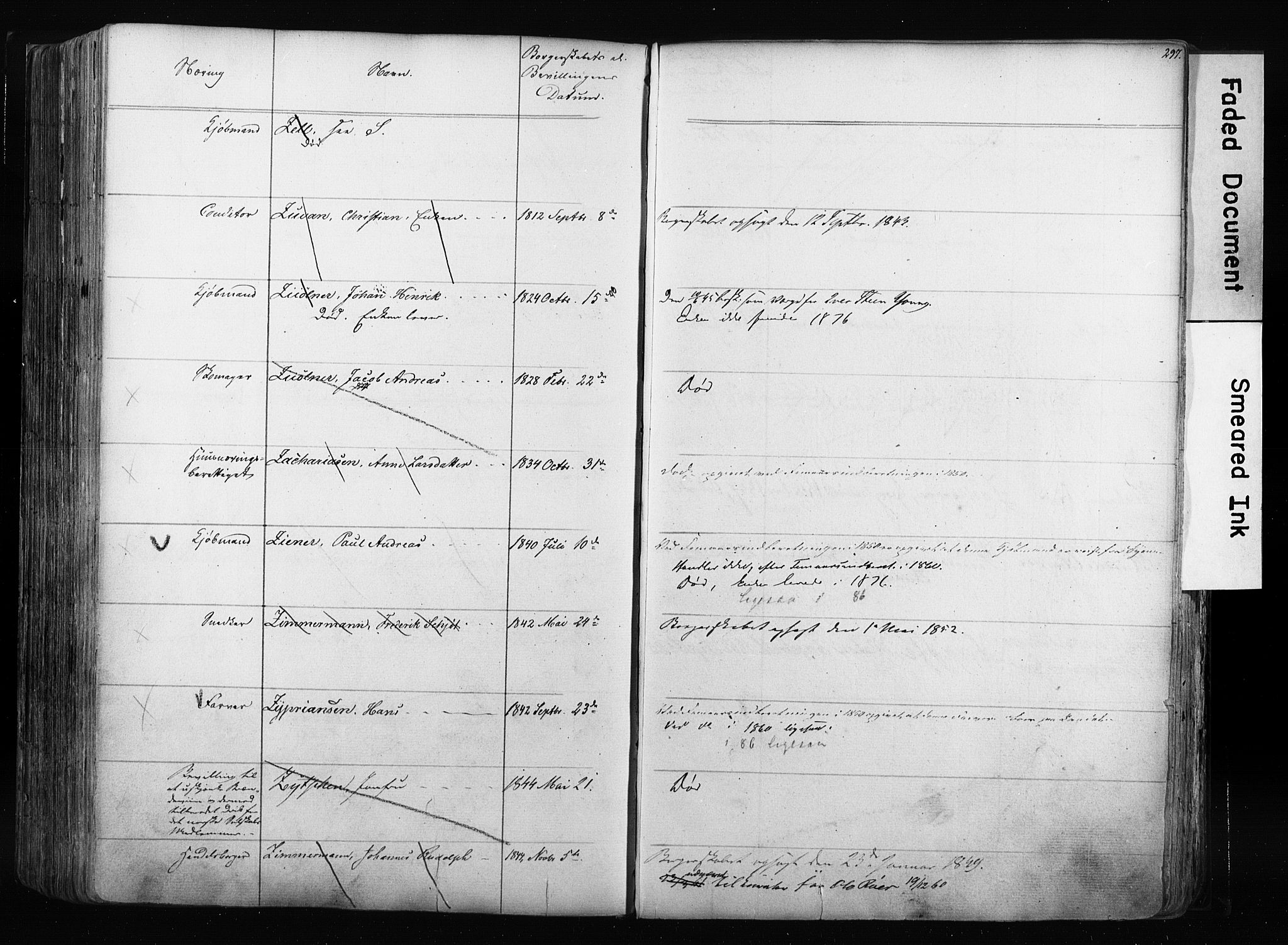 Kristiania magistrat, SAO/A-10711/F/Fb/L0003: Borgerrulle, 1842-1860, p. 301