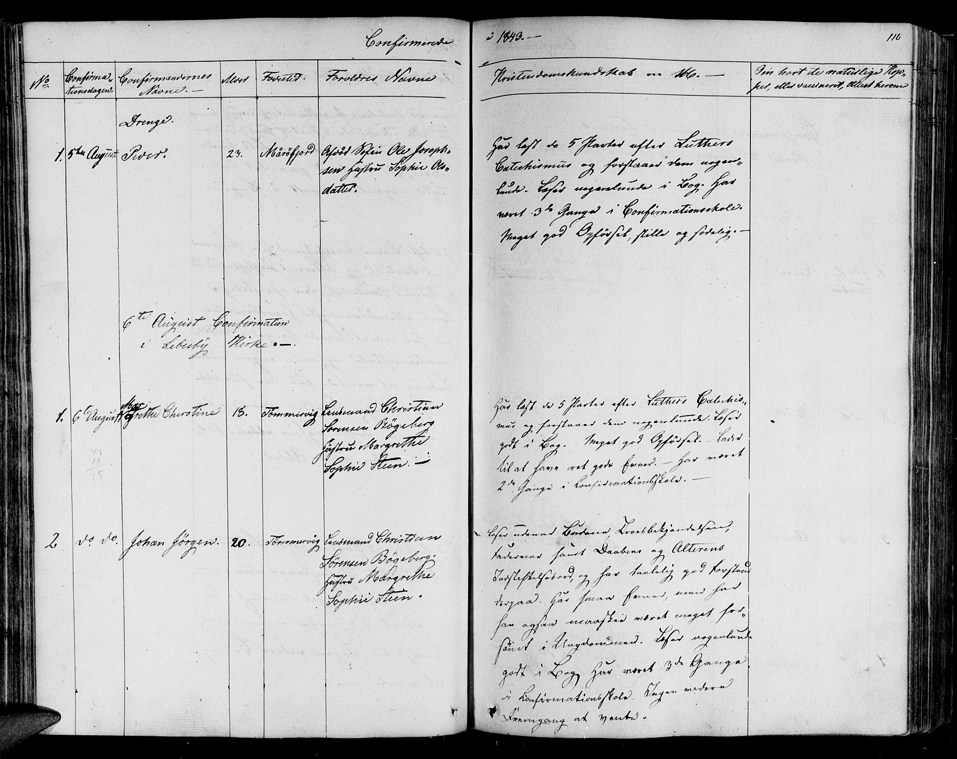 Lebesby sokneprestkontor, SATØ/S-1353/H/Ha/L0003kirke: Parish register (official) no. 3, 1833-1852, p. 116