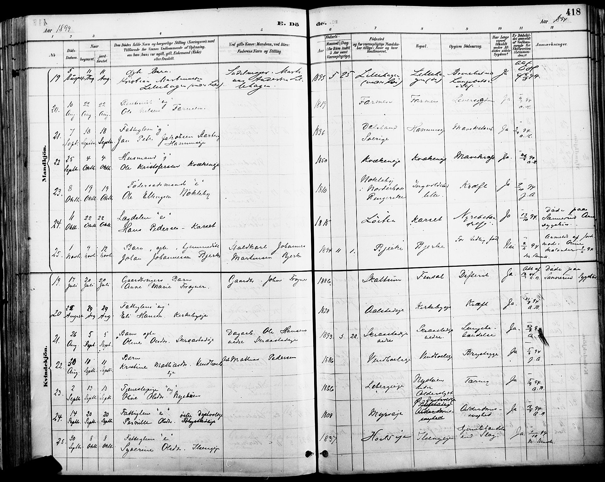 Vang prestekontor, Hedmark, AV/SAH-PREST-008/H/Ha/Haa/L0019A: Parish register (official) no. 19, 1886-1900, p. 418