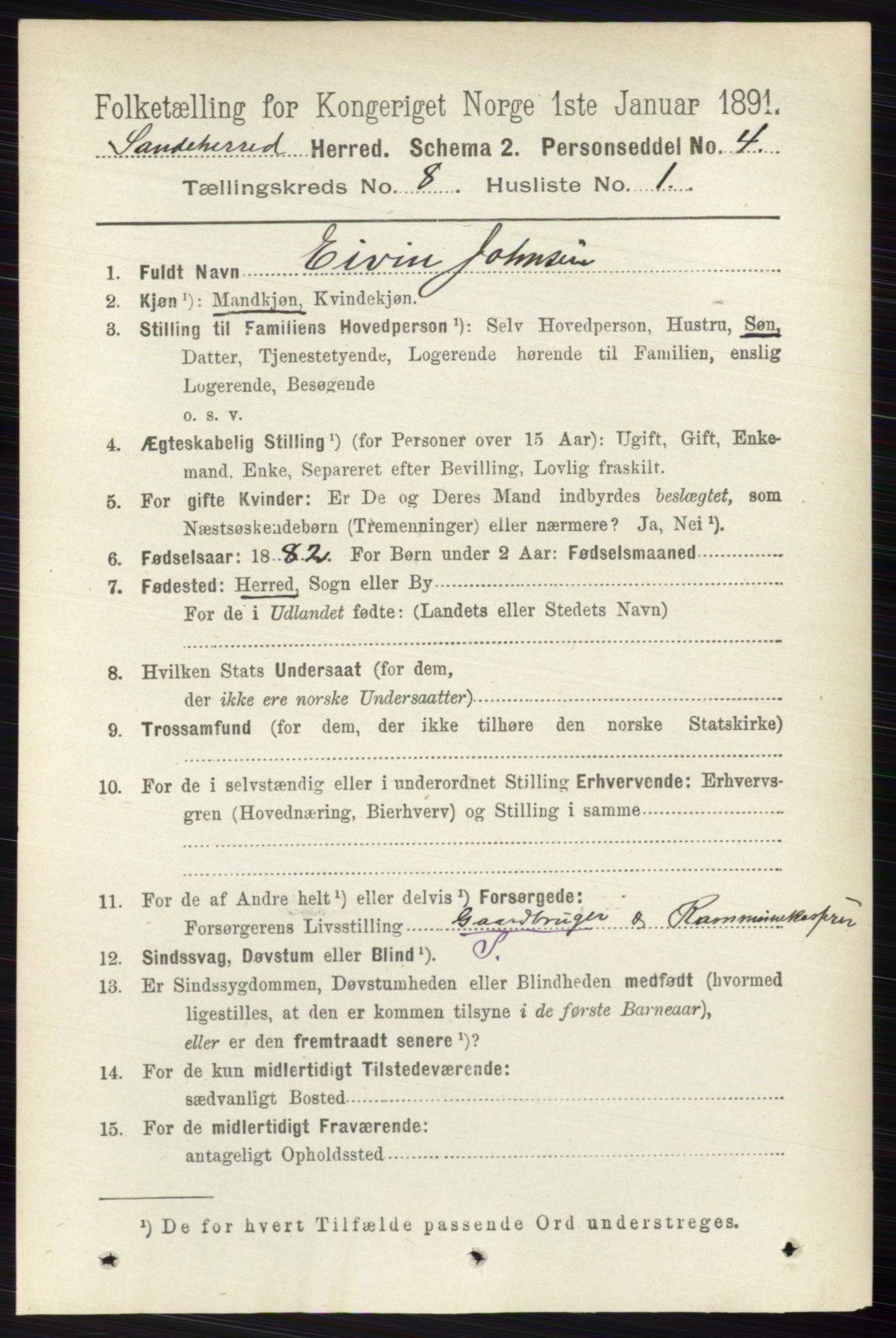 RA, 1891 census for 0724 Sandeherred, 1891, p. 4831