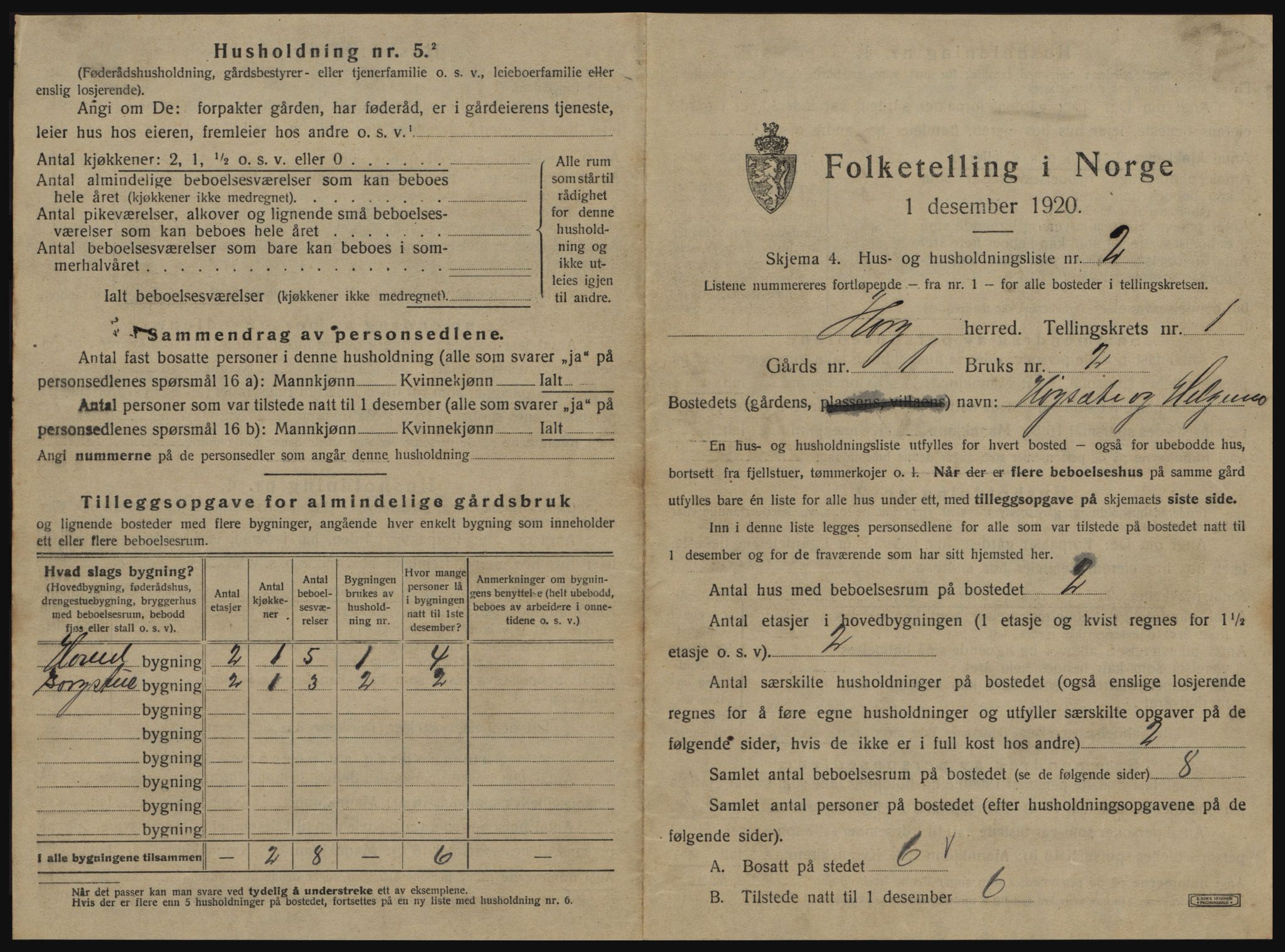 SAT, 1920 census for Horg, 1920, p. 40