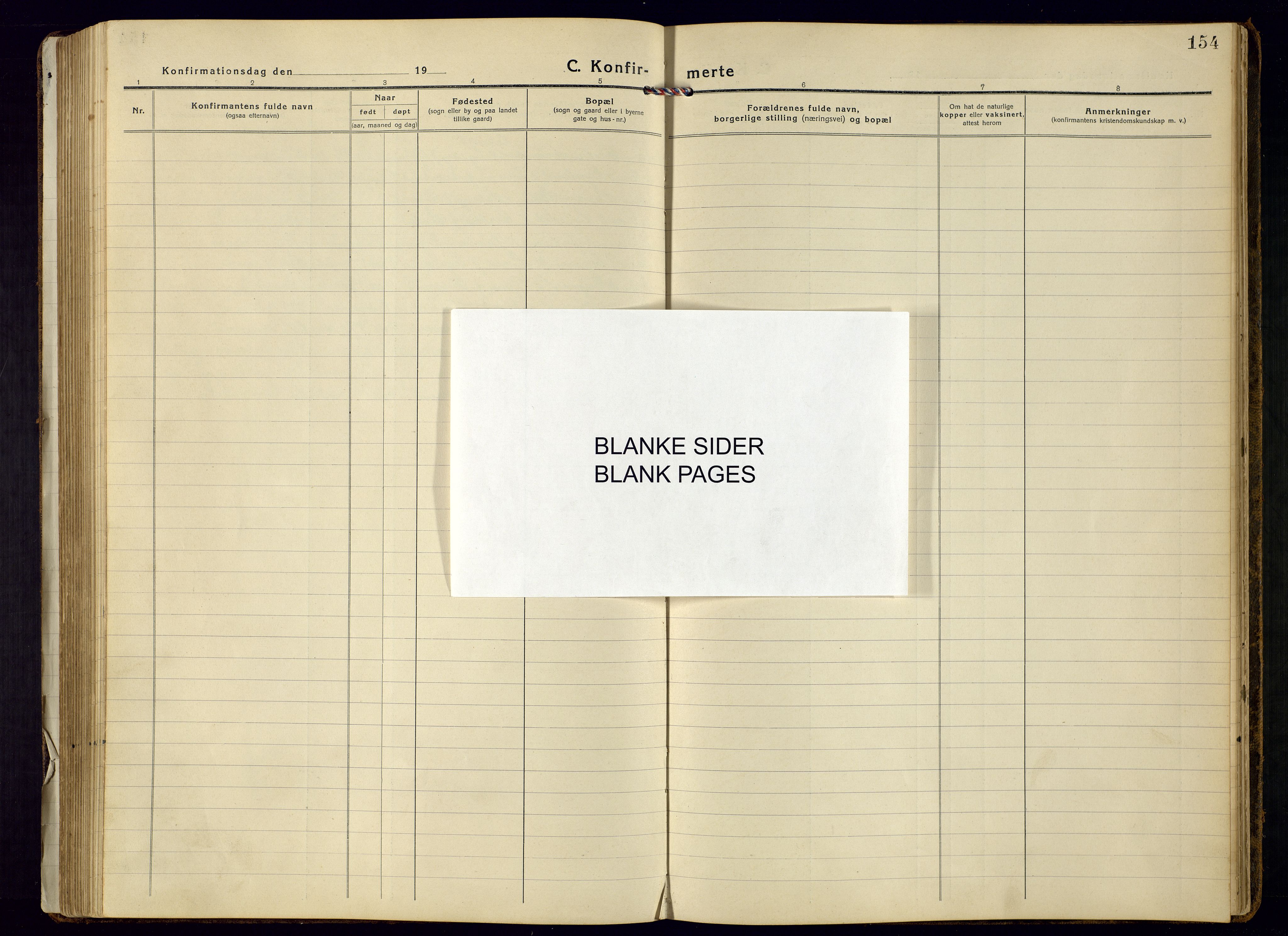 Bjelland sokneprestkontor, SAK/1111-0005/F/Fb/Fbb/L0006: Parish register (copy) no. B-6, 1918-1946, p. 154
