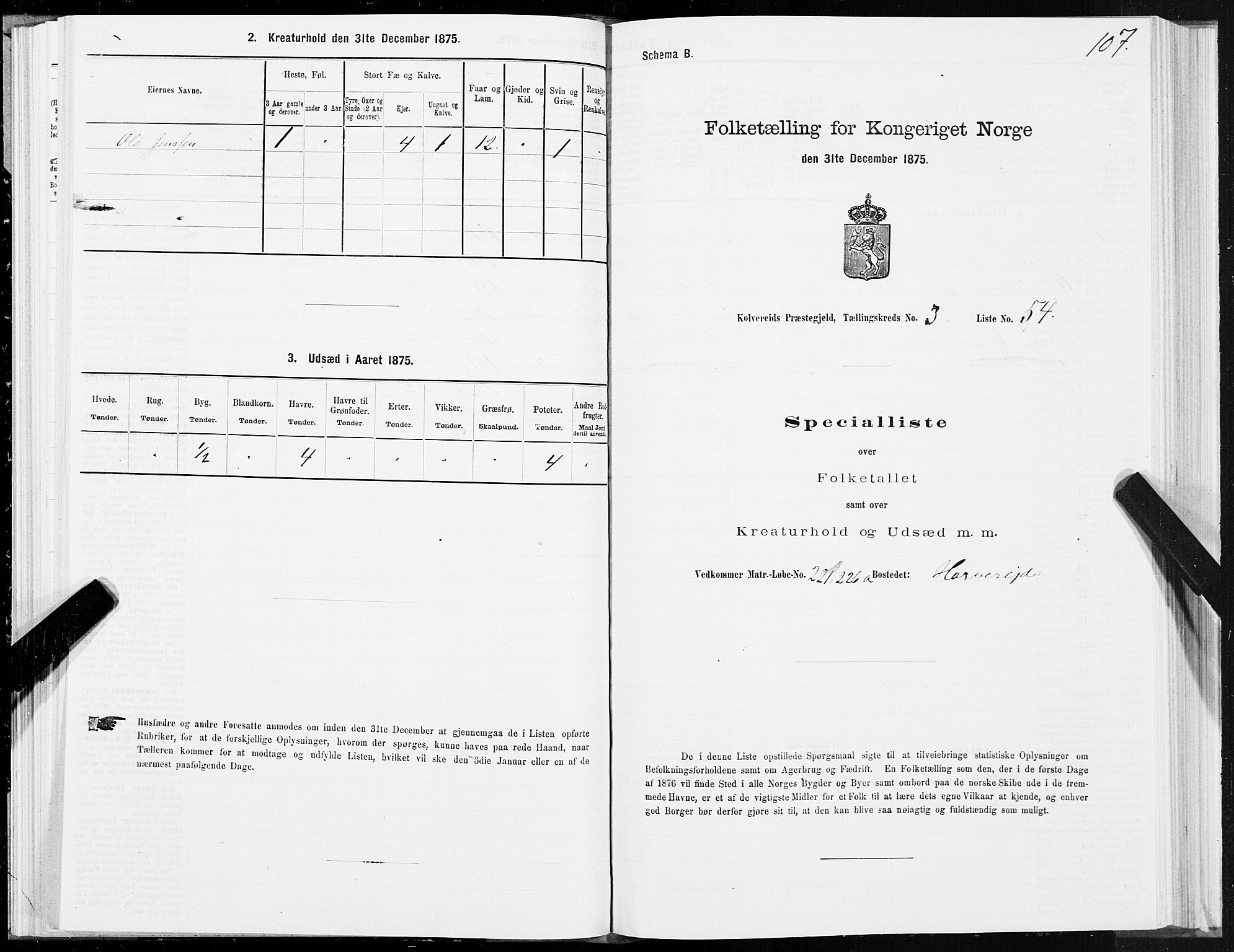 SAT, 1875 census for 1752P Kolvereid, 1875, p. 2107