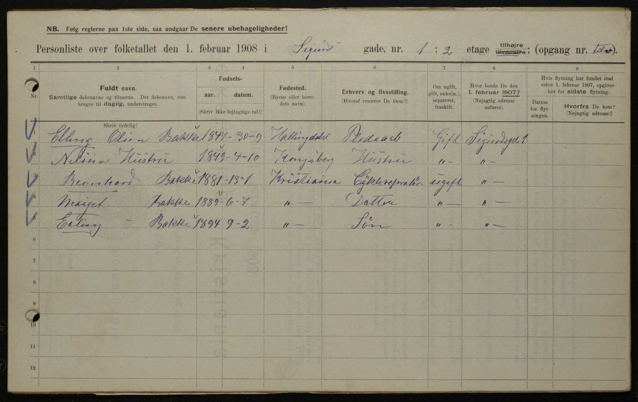 OBA, Municipal Census 1908 for Kristiania, 1908, p. 85318