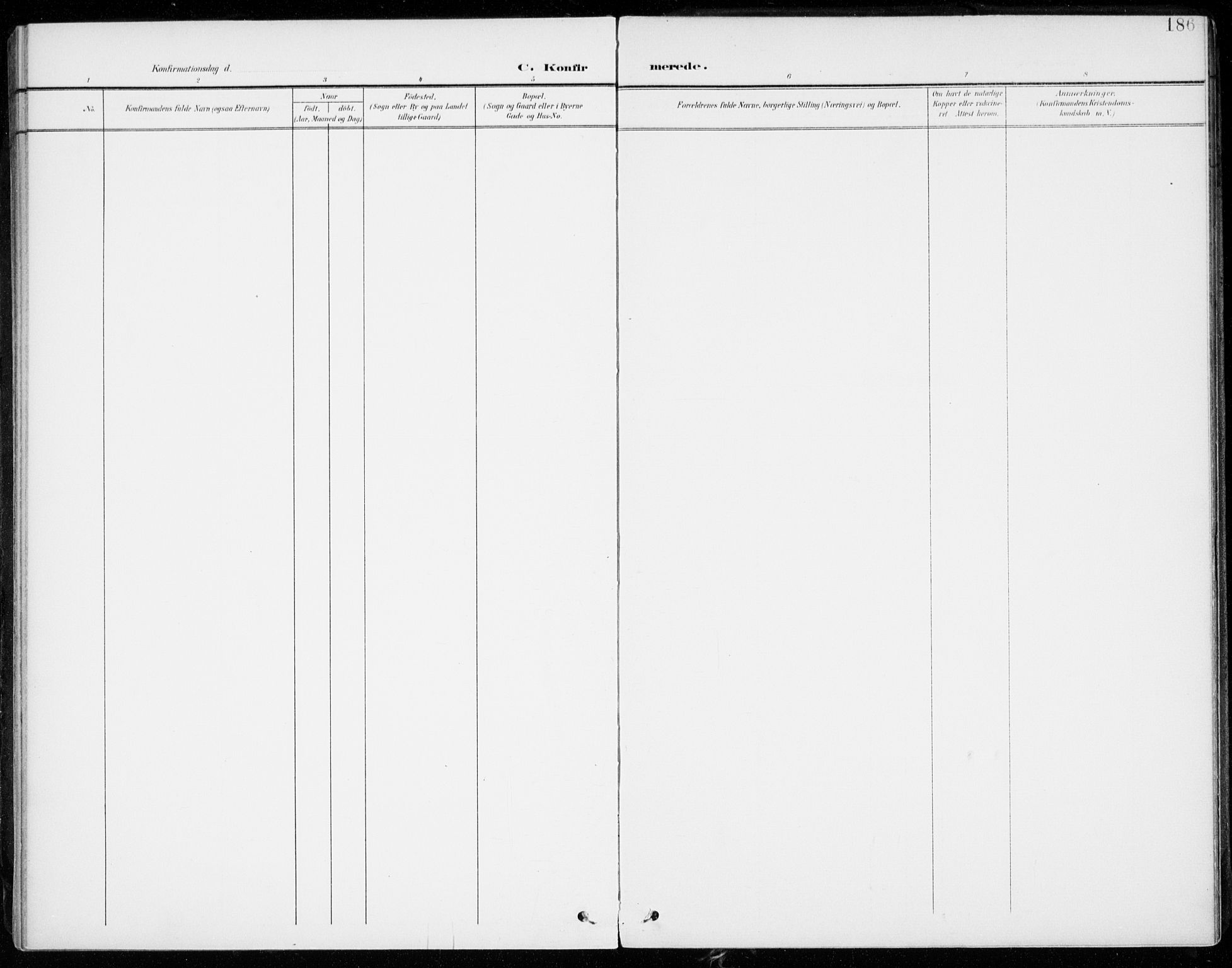 Lenvik sokneprestembete, AV/SATØ-S-1310/H/Ha/Haa/L0014kirke: Parish register (official) no. 14, 1899-1909, p. 186