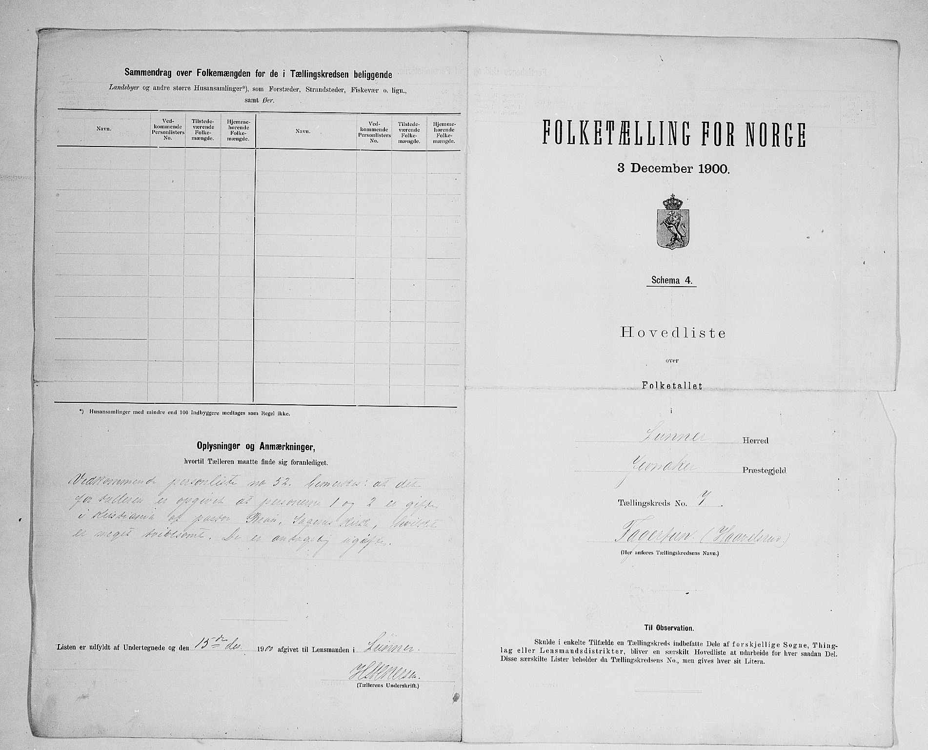 SAH, 1900 census for Lunner, 1900, p. 26