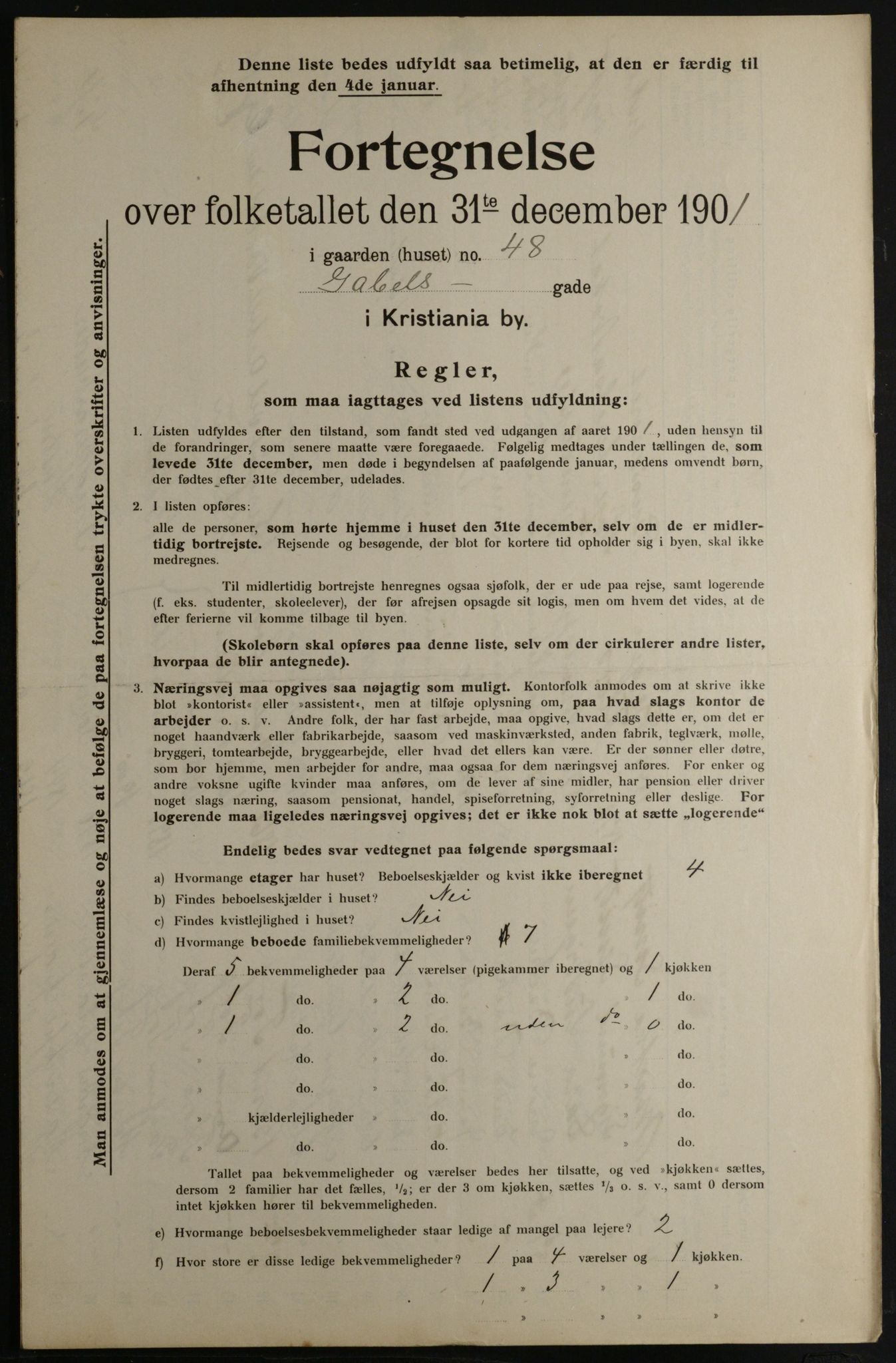 OBA, Municipal Census 1901 for Kristiania, 1901, p. 4592