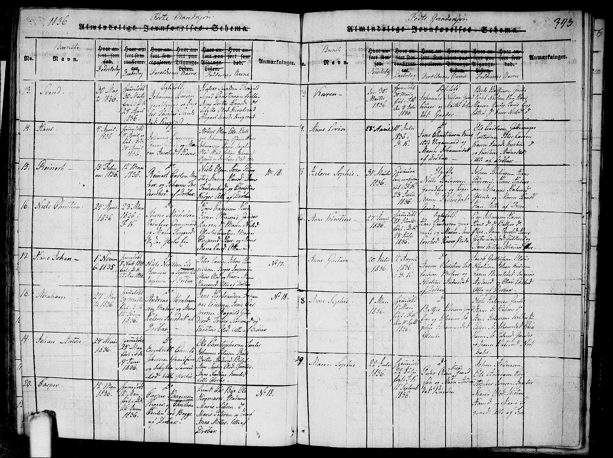 Drøbak prestekontor Kirkebøker, SAO/A-10142a/F/Fa/L0001: Parish register (official) no. I 1, 1816-1842, p. 343