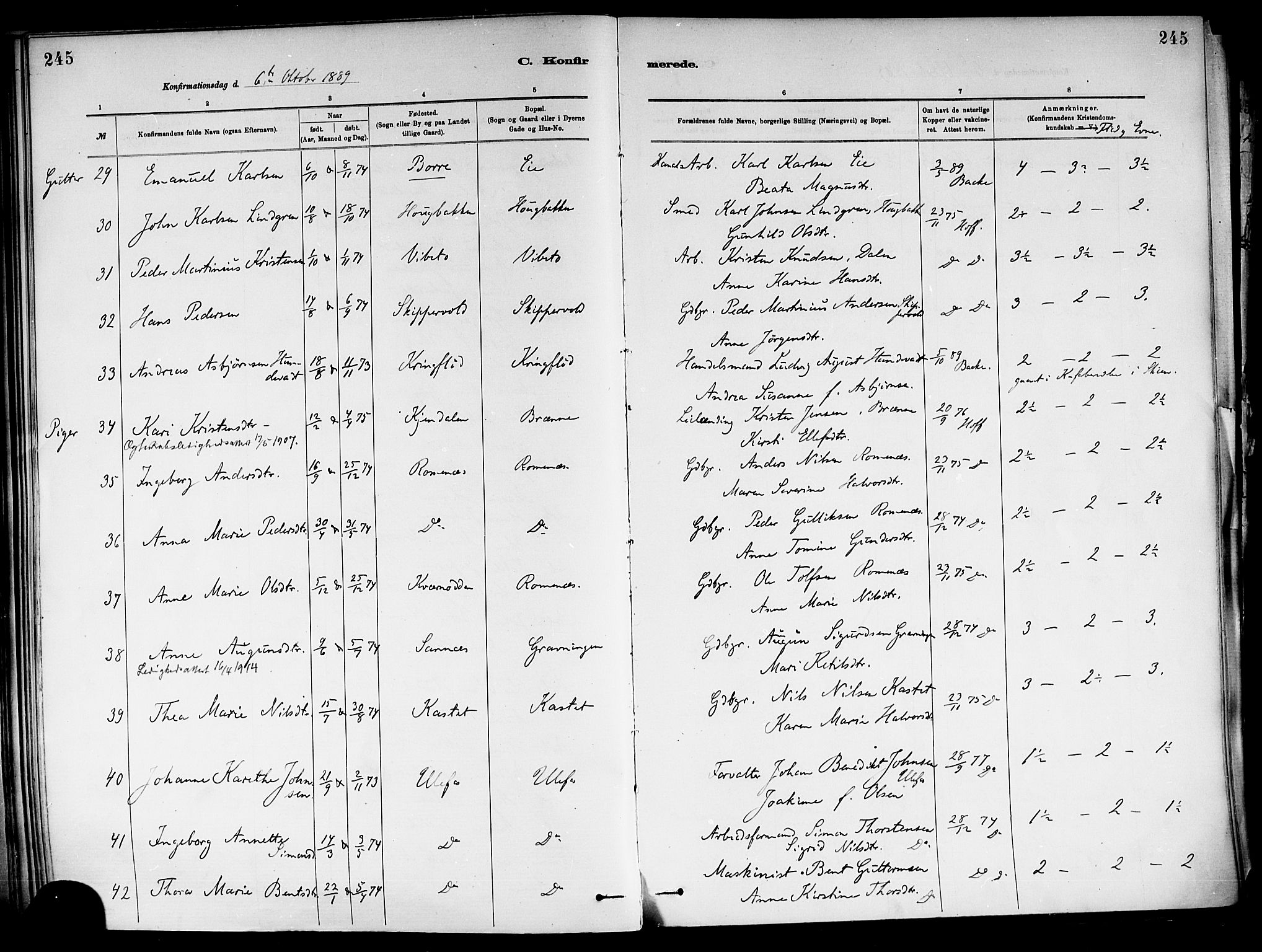 Holla kirkebøker, AV/SAKO-A-272/F/Fa/L0008: Parish register (official) no. 8, 1882-1897, p. 245