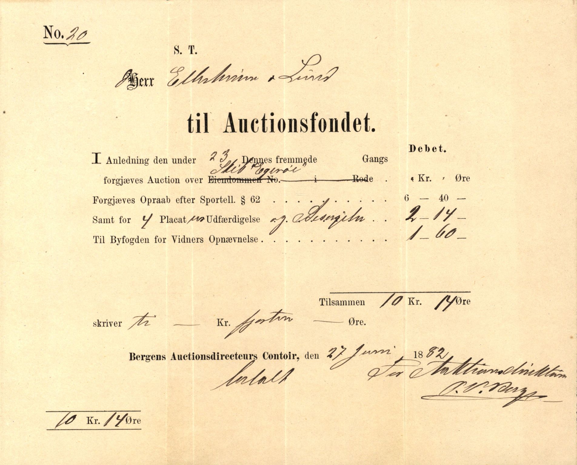 Pa 63 - Østlandske skibsassuranceforening, VEMU/A-1079/G/Ga/L0015/0003: Havaridokumenter / Egerøen, 1882