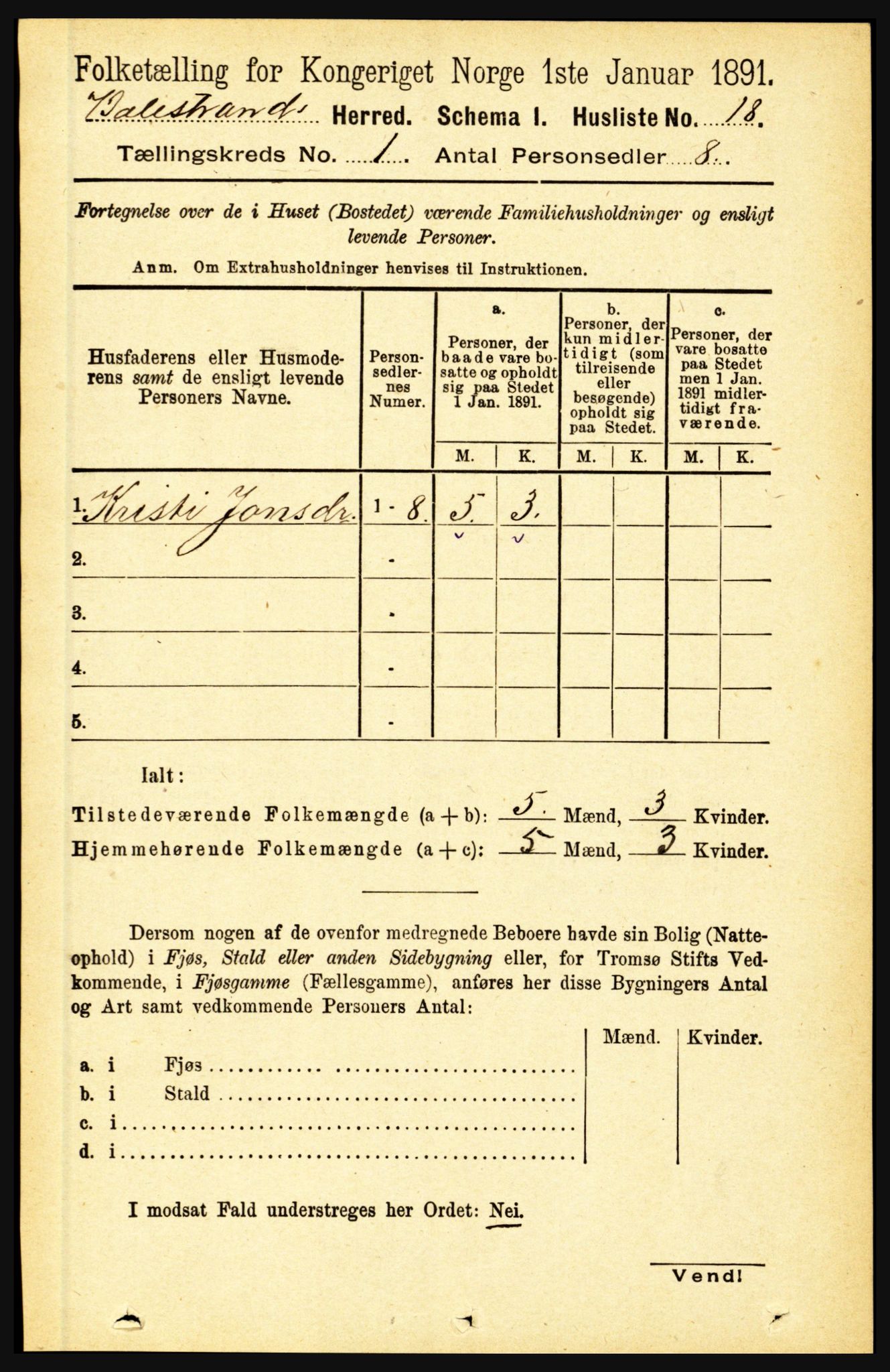 RA, 1891 census for 1418 Balestrand, 1891, p. 48