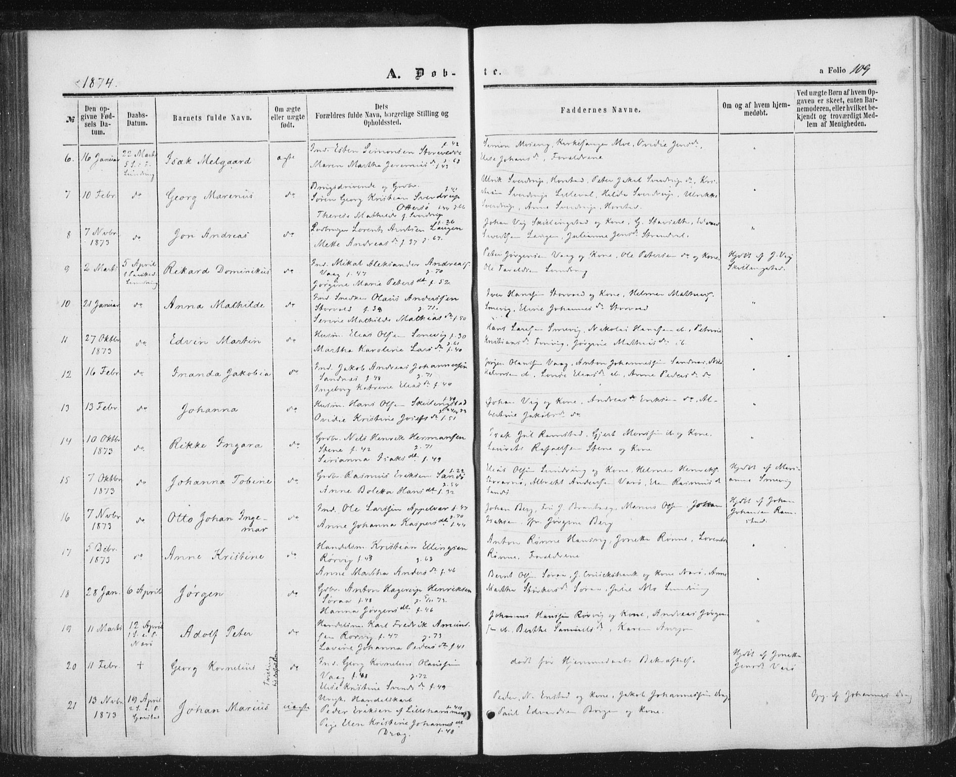 Ministerialprotokoller, klokkerbøker og fødselsregistre - Nord-Trøndelag, SAT/A-1458/784/L0670: Parish register (official) no. 784A05, 1860-1876, p. 109