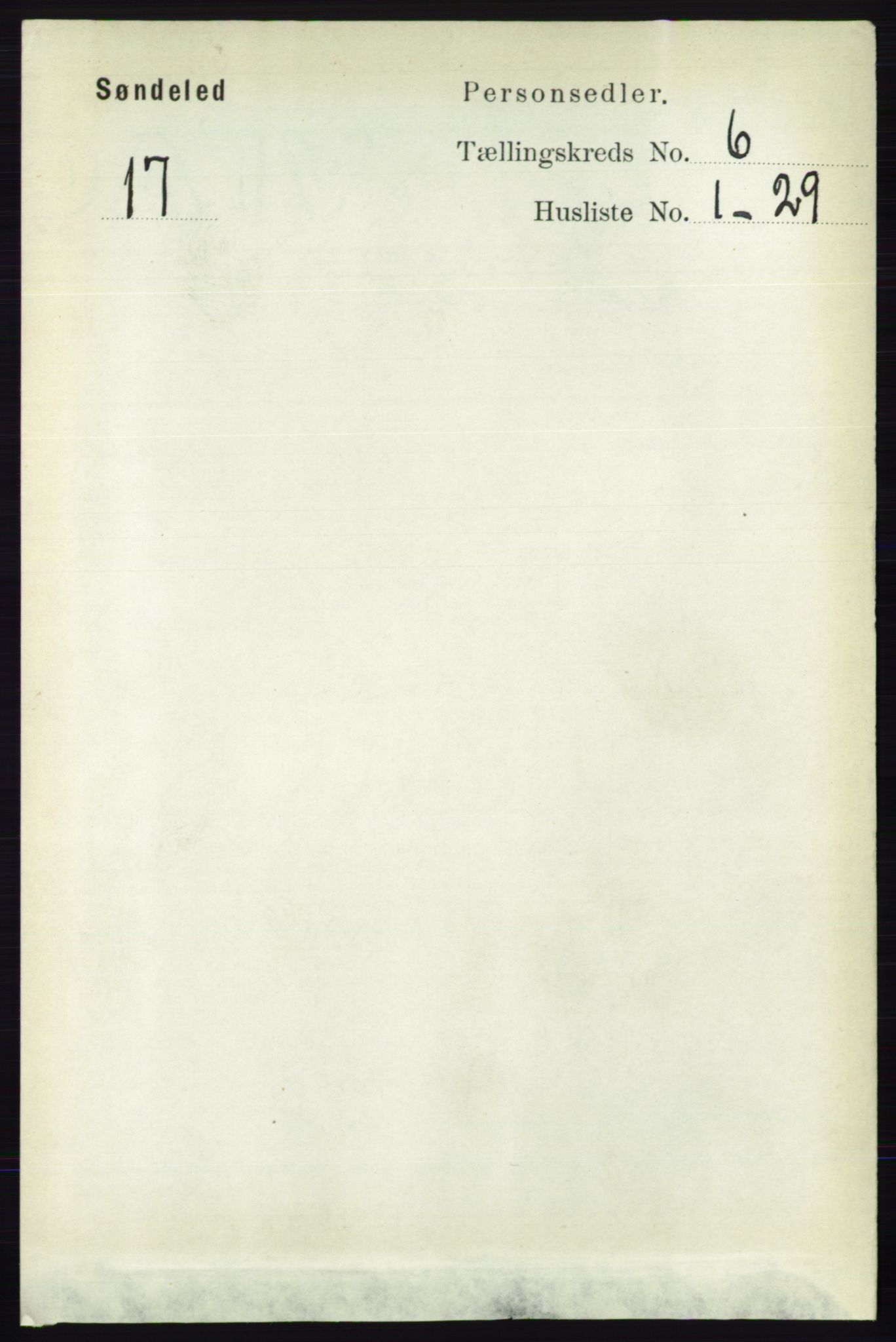 RA, 1891 census for 0913 Søndeled, 1891, p. 1813
