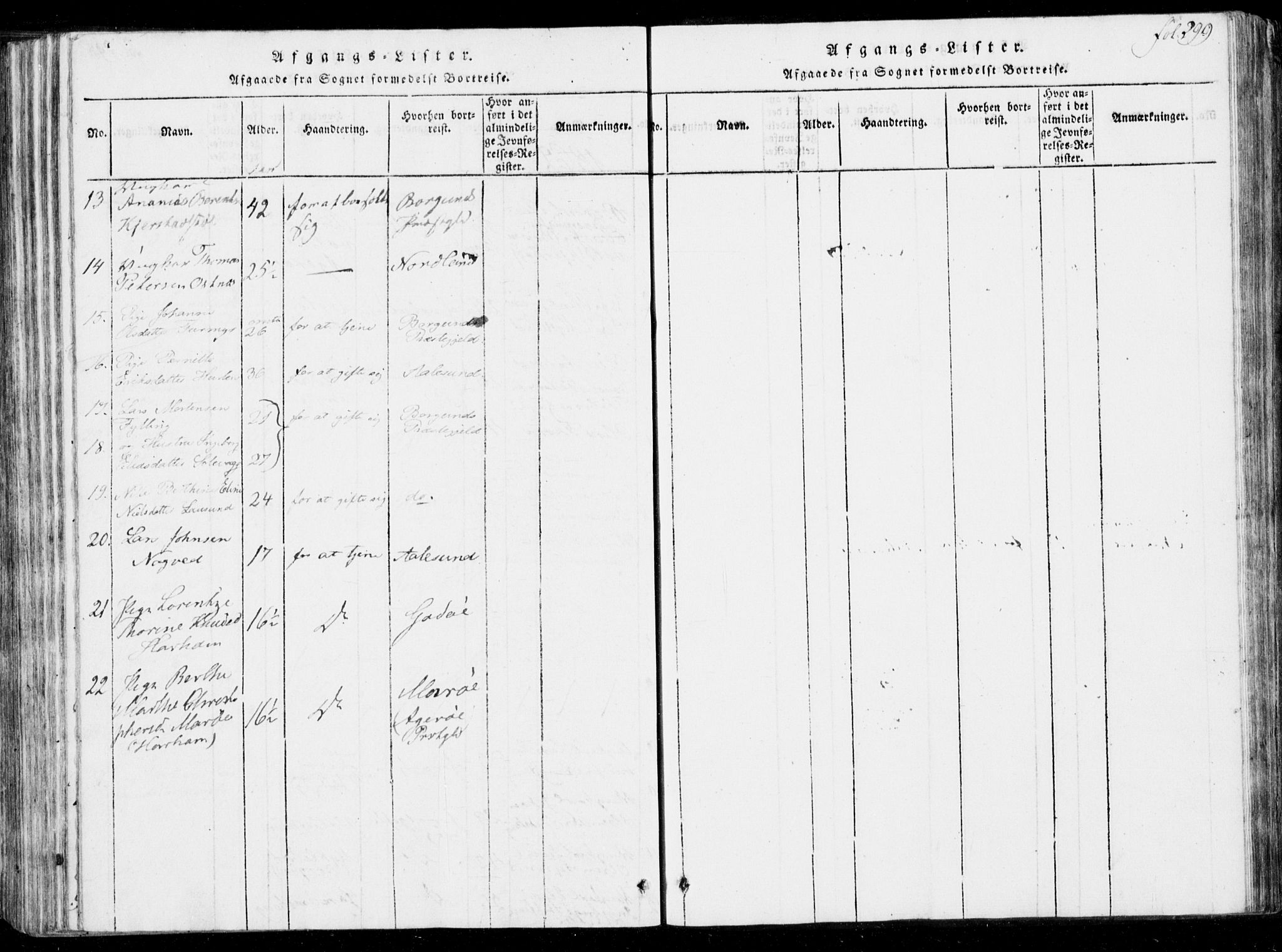 Ministerialprotokoller, klokkerbøker og fødselsregistre - Møre og Romsdal, AV/SAT-A-1454/537/L0517: Parish register (official) no. 537A01, 1818-1862, p. 299