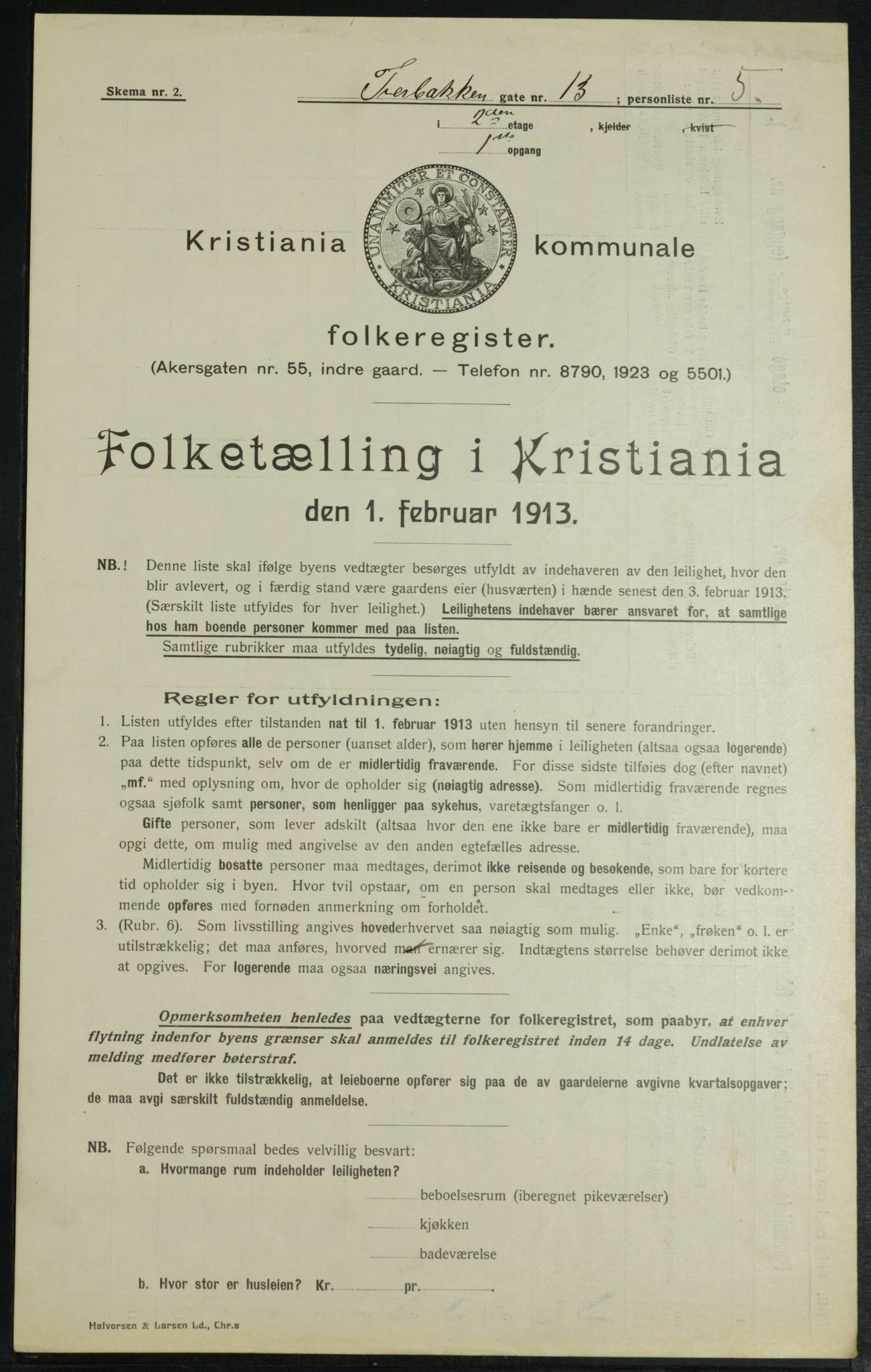 OBA, Municipal Census 1913 for Kristiania, 1913, p. 117475