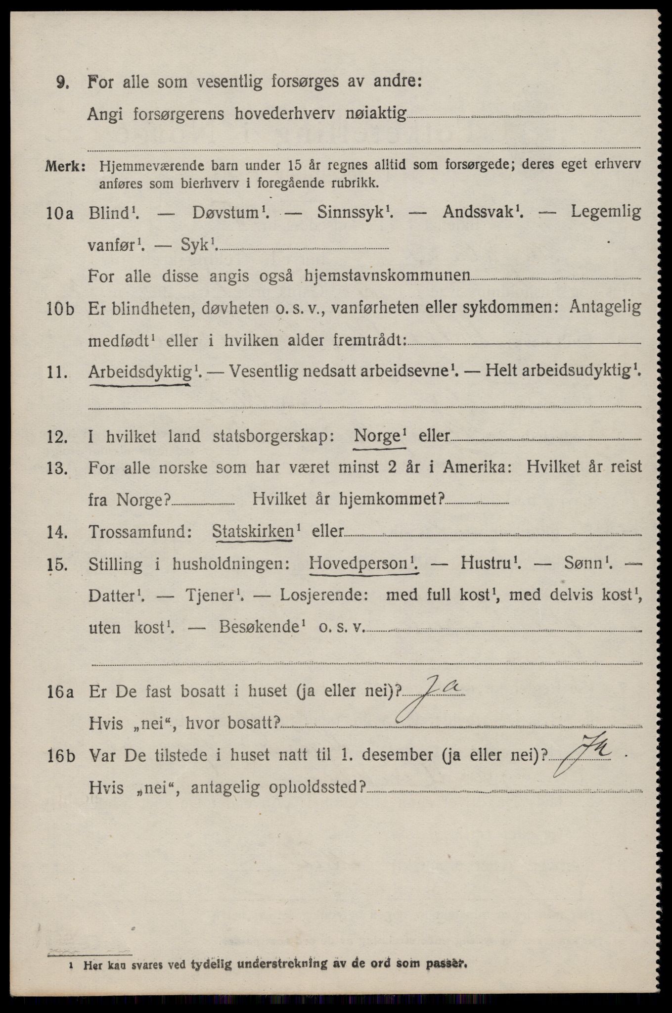 SAST, 1920 census for Stangaland, 1920, p. 592