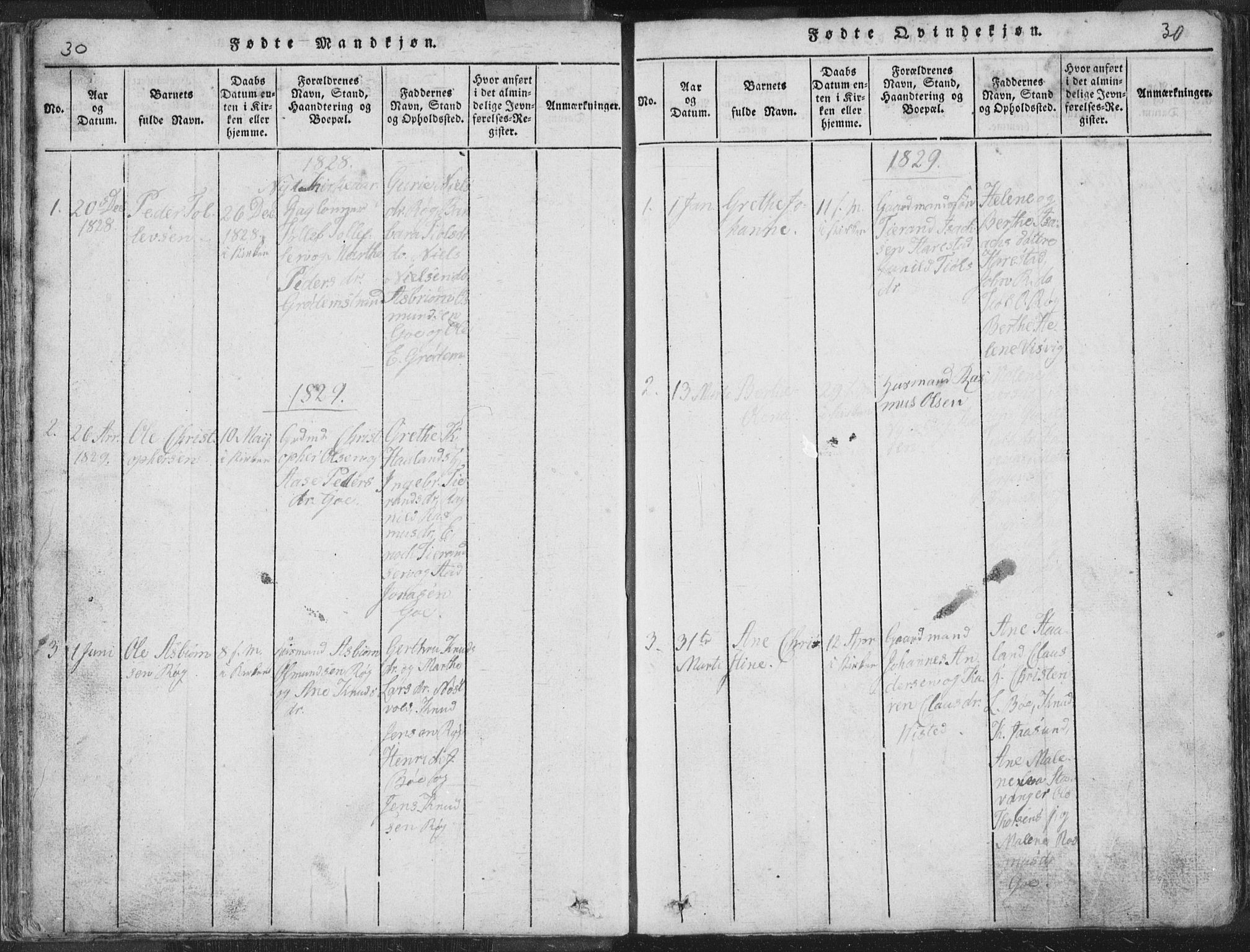 Hetland sokneprestkontor, SAST/A-101826/30/30BA/L0001: Parish register (official) no. A 1, 1816-1856, p. 30
