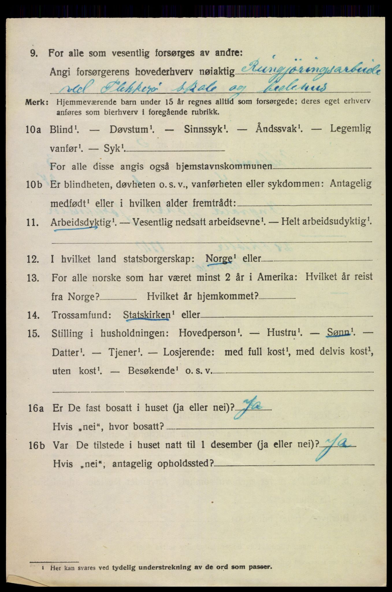 SAK, 1920 census for Oddernes, 1920, p. 3388