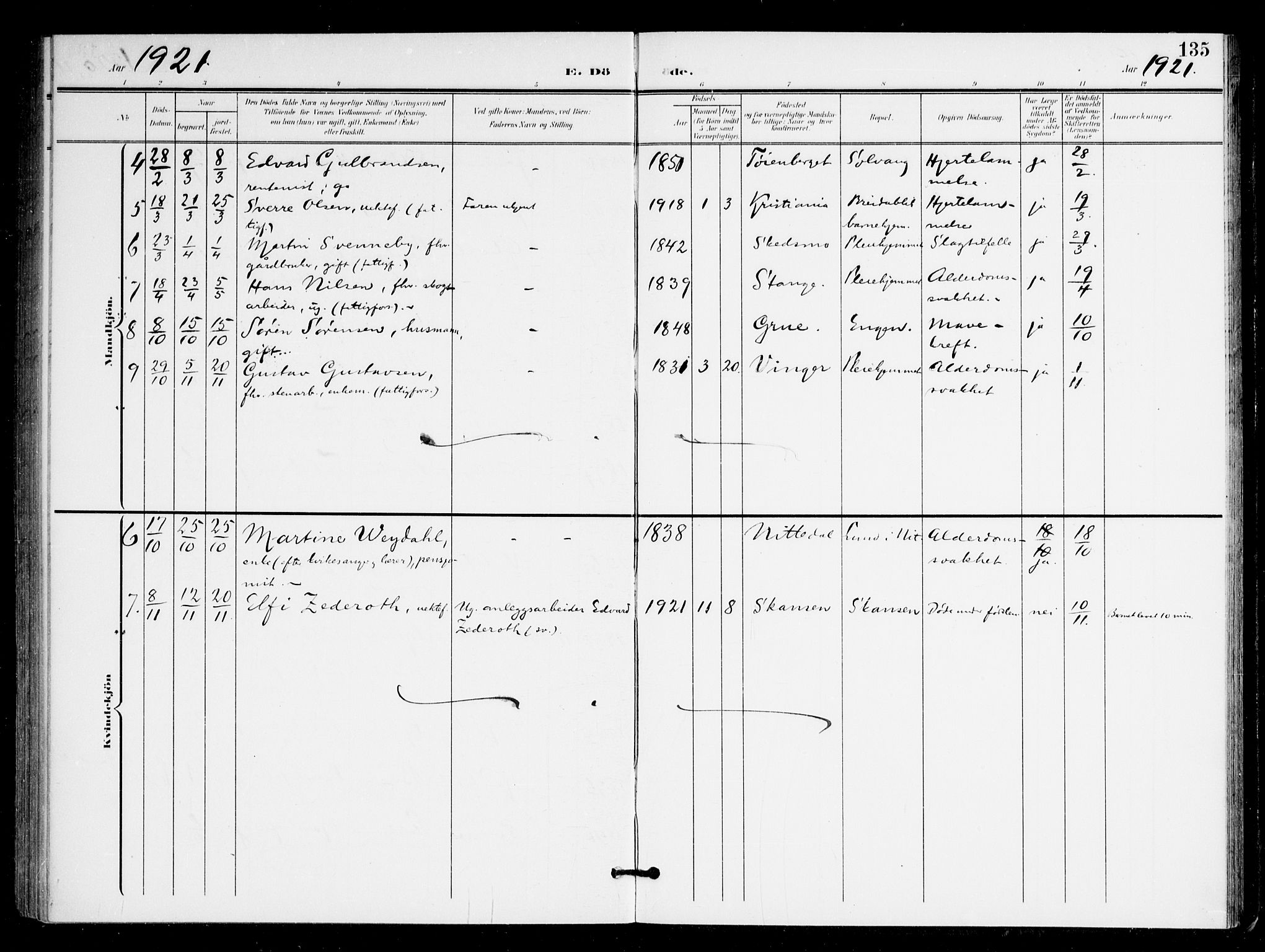 Nittedal prestekontor Kirkebøker, AV/SAO-A-10365a/F/Fb/L0002: Parish register (official) no. II 2, 1902-1921, p. 135