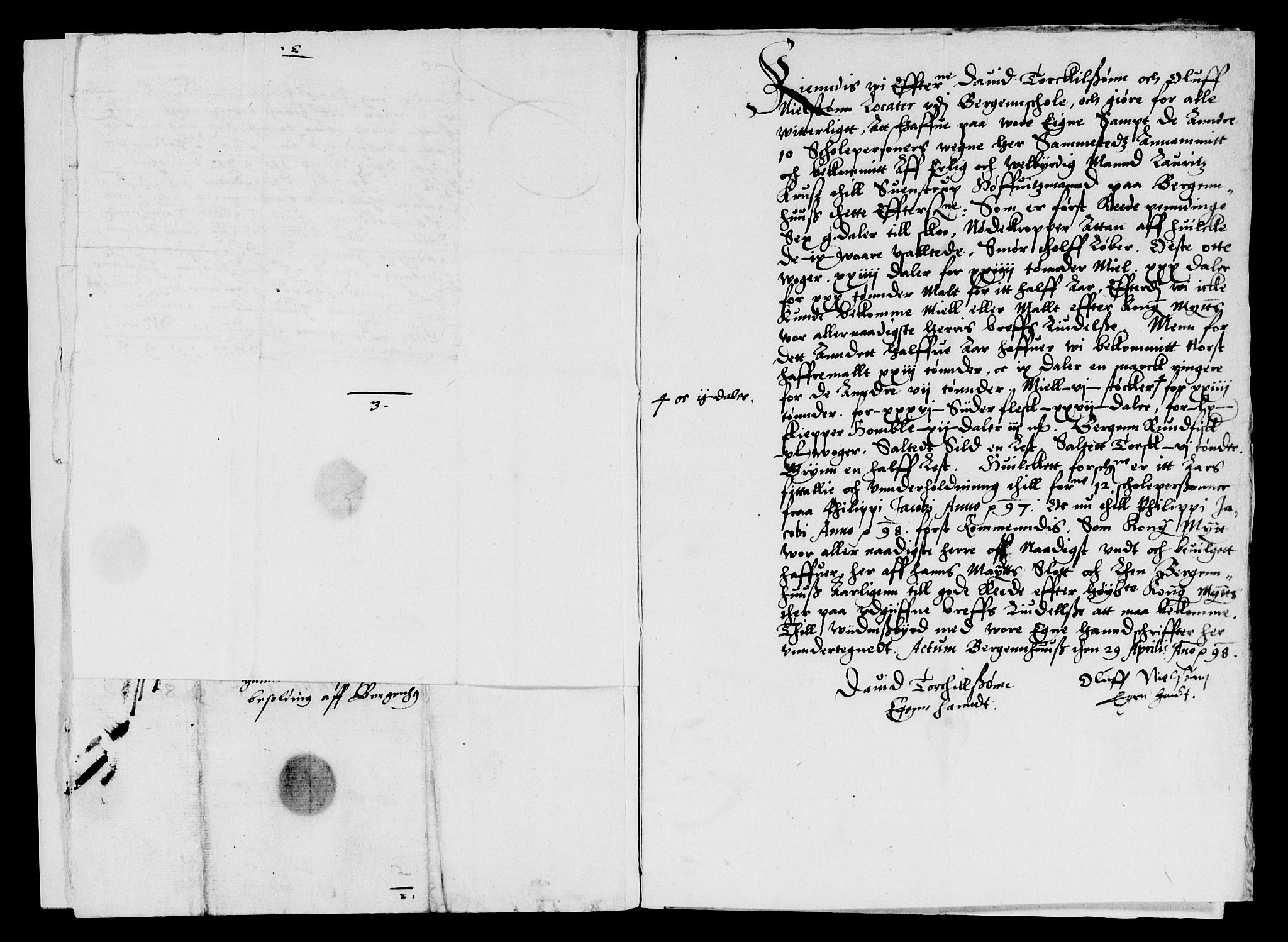 Rentekammeret inntil 1814, Reviderte regnskaper, Lensregnskaper, AV/RA-EA-5023/R/Rb/Rbt/L0002: Bergenhus len, 1597-1599