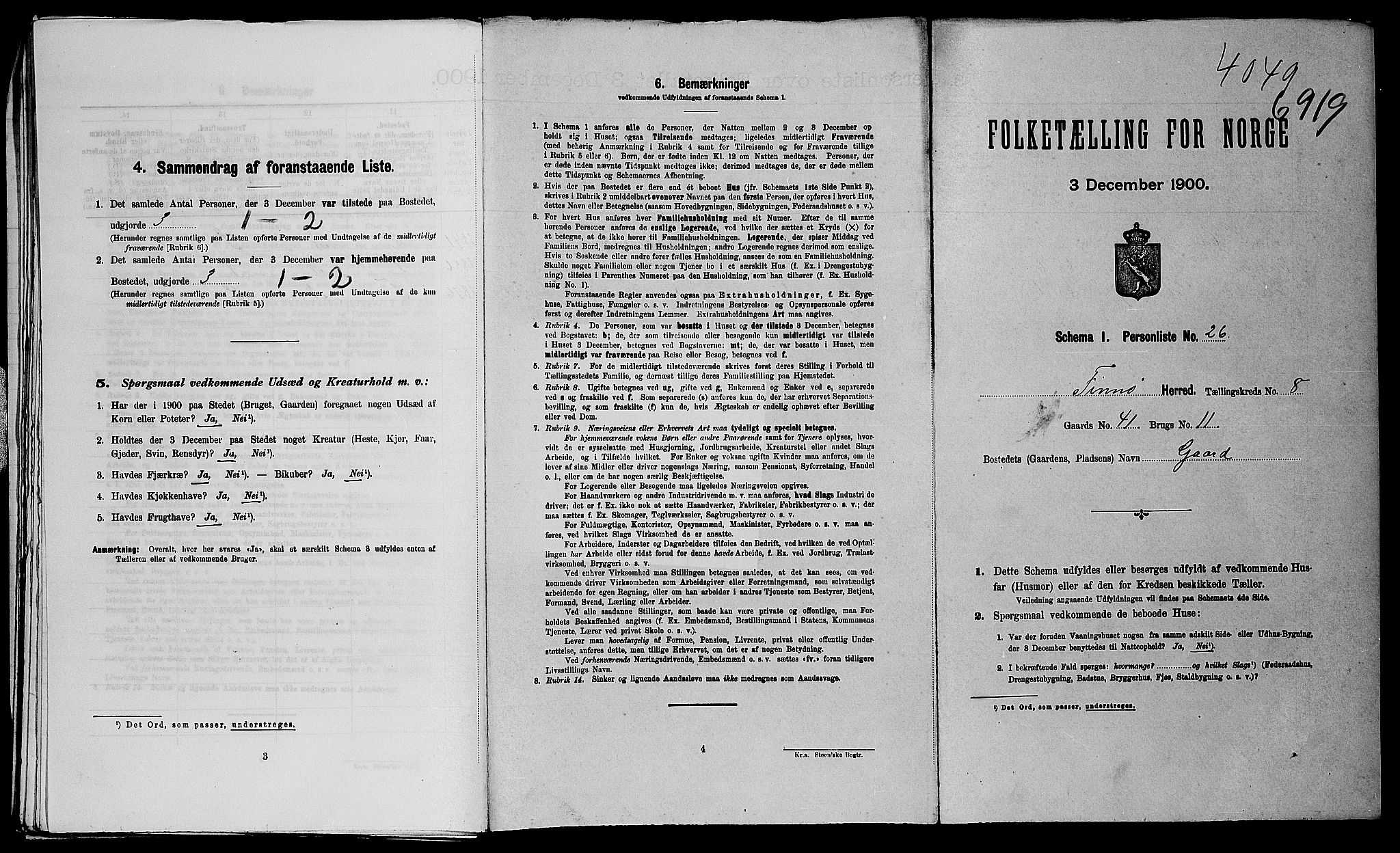 SAST, 1900 census for Finnøy, 1900, p. 58