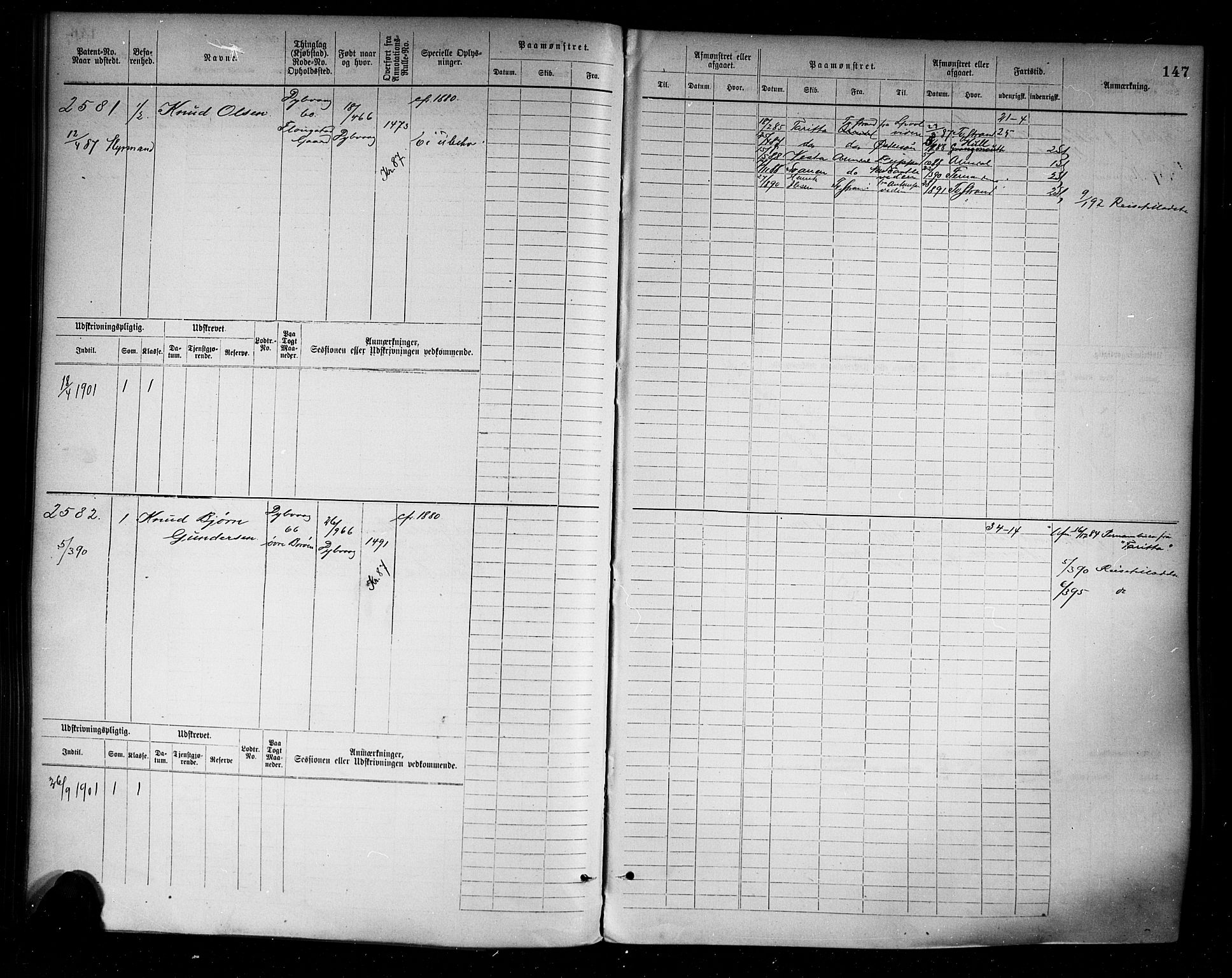 Tvedestrand mønstringskrets, AV/SAK-2031-0011/F/Fb/L0004: Hovedrulle A nr 2289-3056, R-5, 1880-1910, p. 152