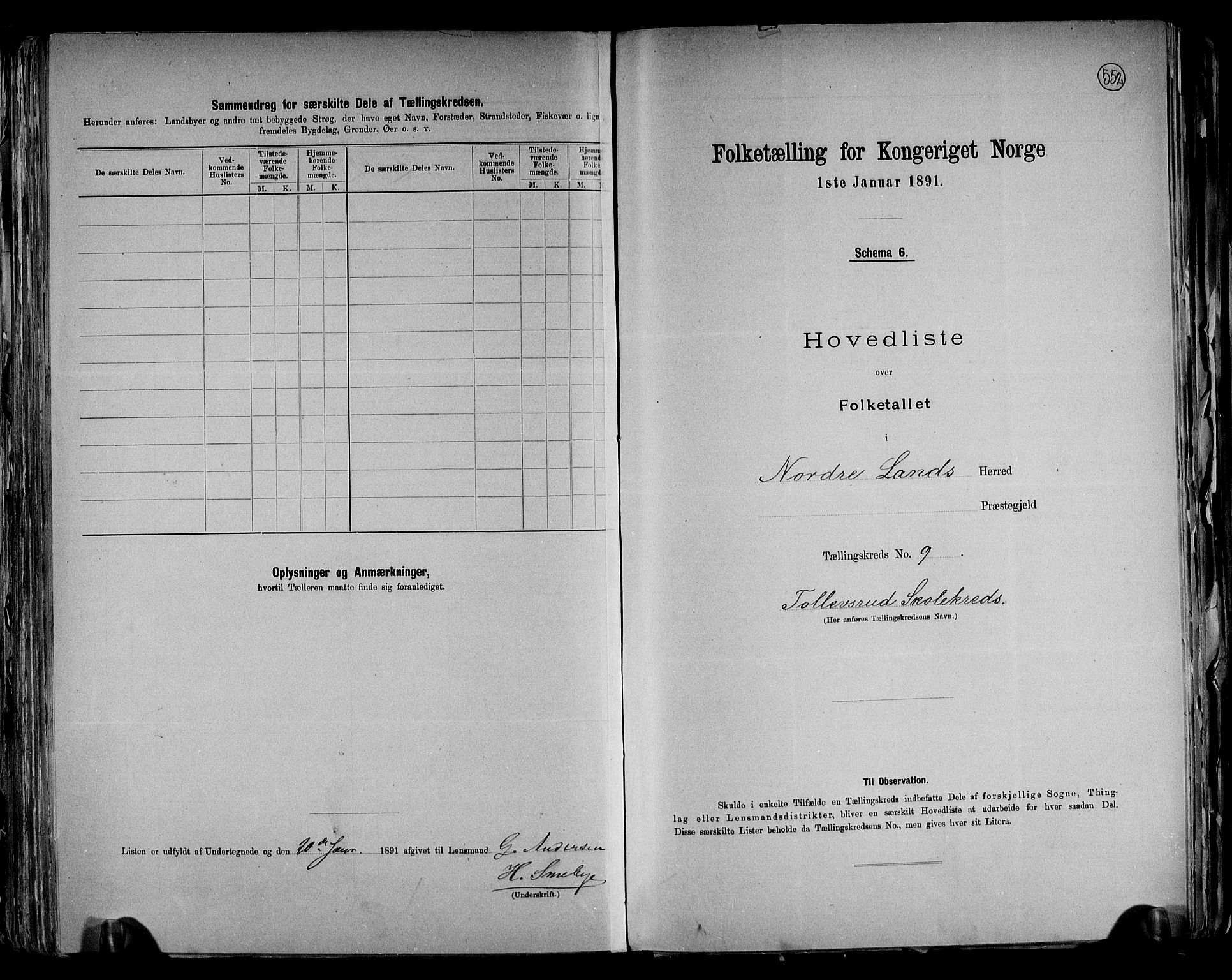 RA, 1891 census for 0538 Nordre Land, 1891, p. 20