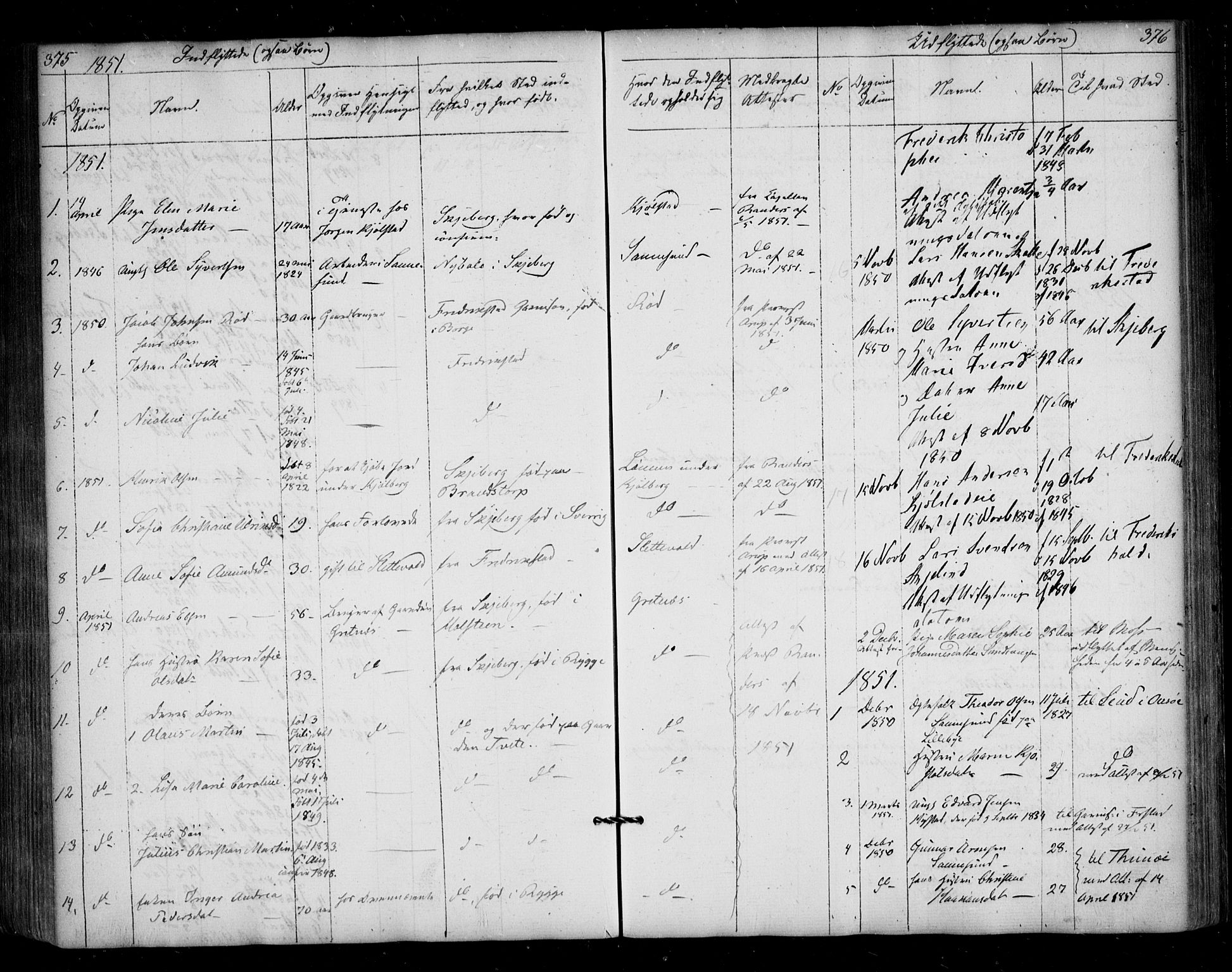 Borge prestekontor Kirkebøker, AV/SAO-A-10903/F/Fa/L0005: Parish register (official) no. I 5, 1848-1860, p. 375-376