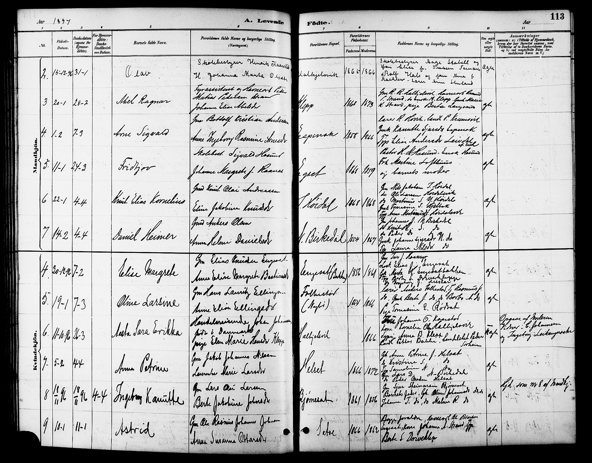 Ministerialprotokoller, klokkerbøker og fødselsregistre - Møre og Romsdal, AV/SAT-A-1454/511/L0158: Parish register (copy) no. 511C04, 1884-1903, p. 113